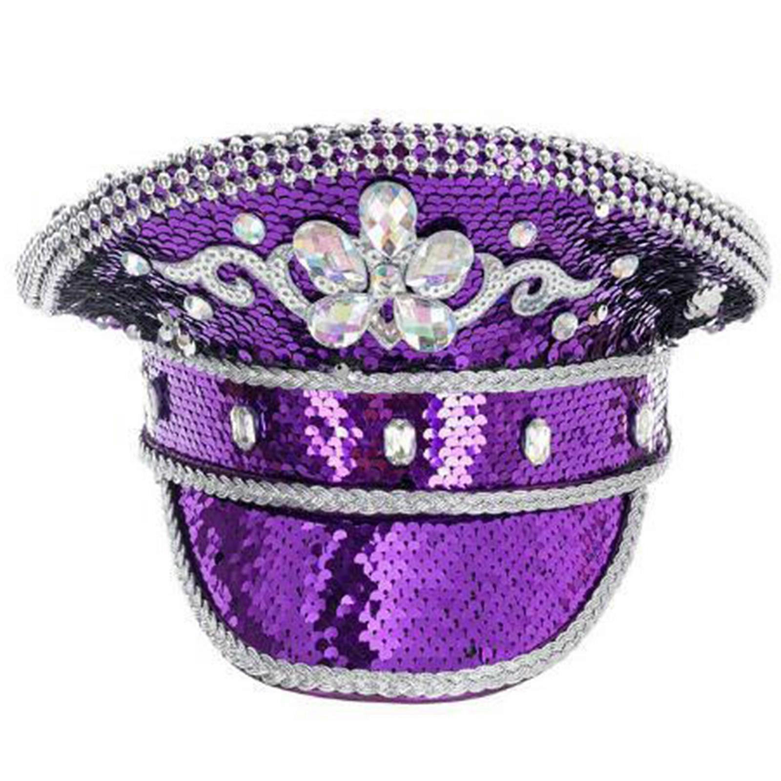 kamínky námořní klobouk pro dámu svatební nevěstu třpytivý klobouk sváteční oslava kapitánský klobouk pro večerní párty fialový