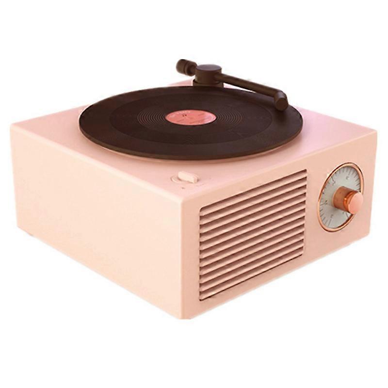 Turntable Speaker Bluetooth-Compatible V5.0 Portable Speaker Pink