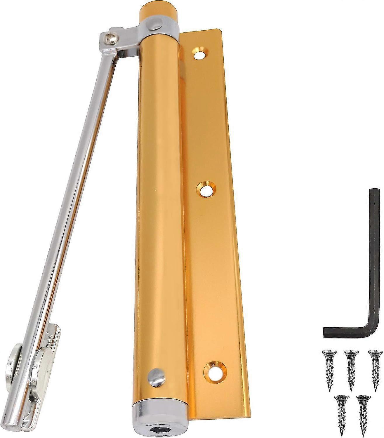 Aluminum Door Closer Spring Loaded Surface Adjustable Light Duty Interior Gold