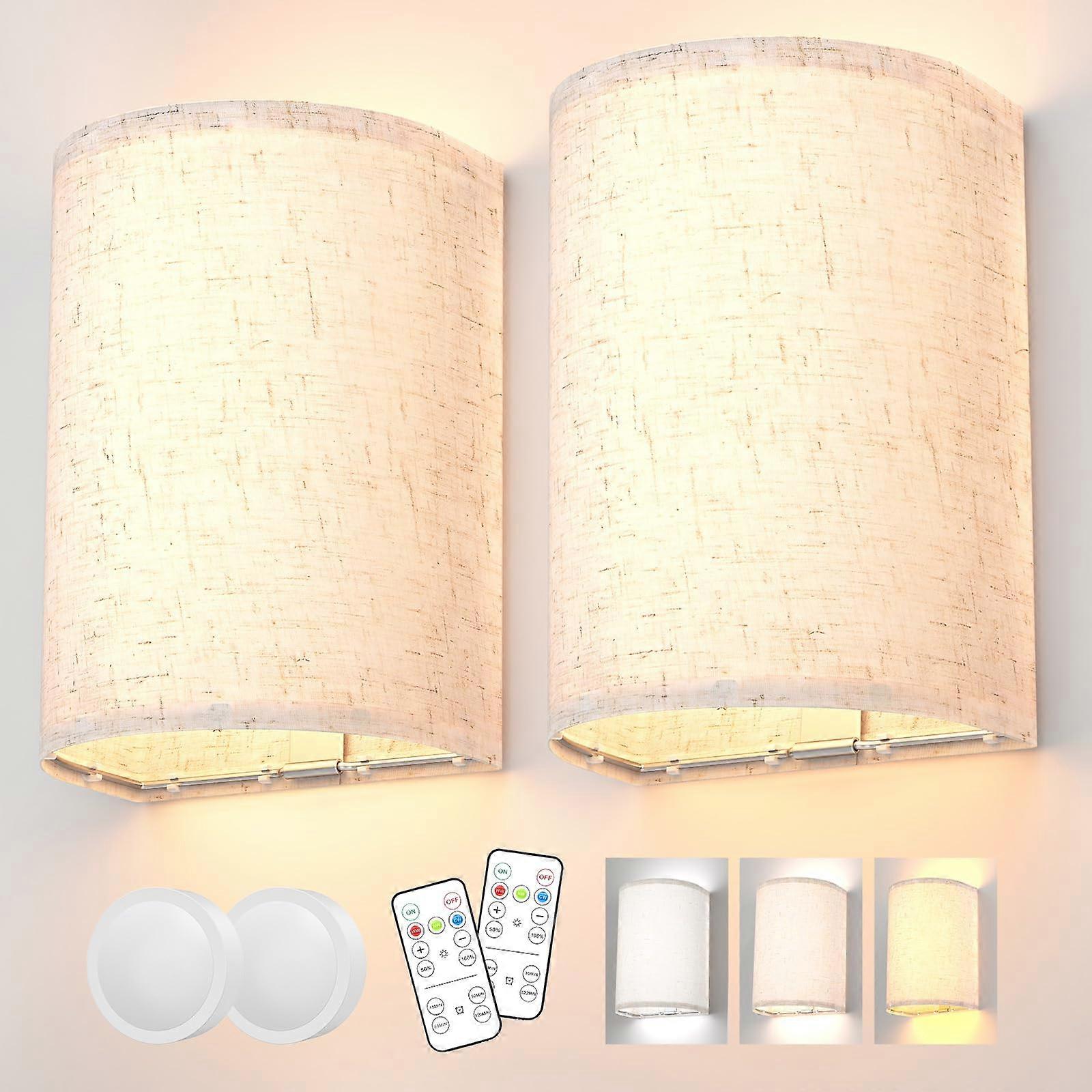2 Piece Rechargeable Wall Sconces for Bedroom LED Lighting, Adjustable Brightness, Modern Design, Battery Operated