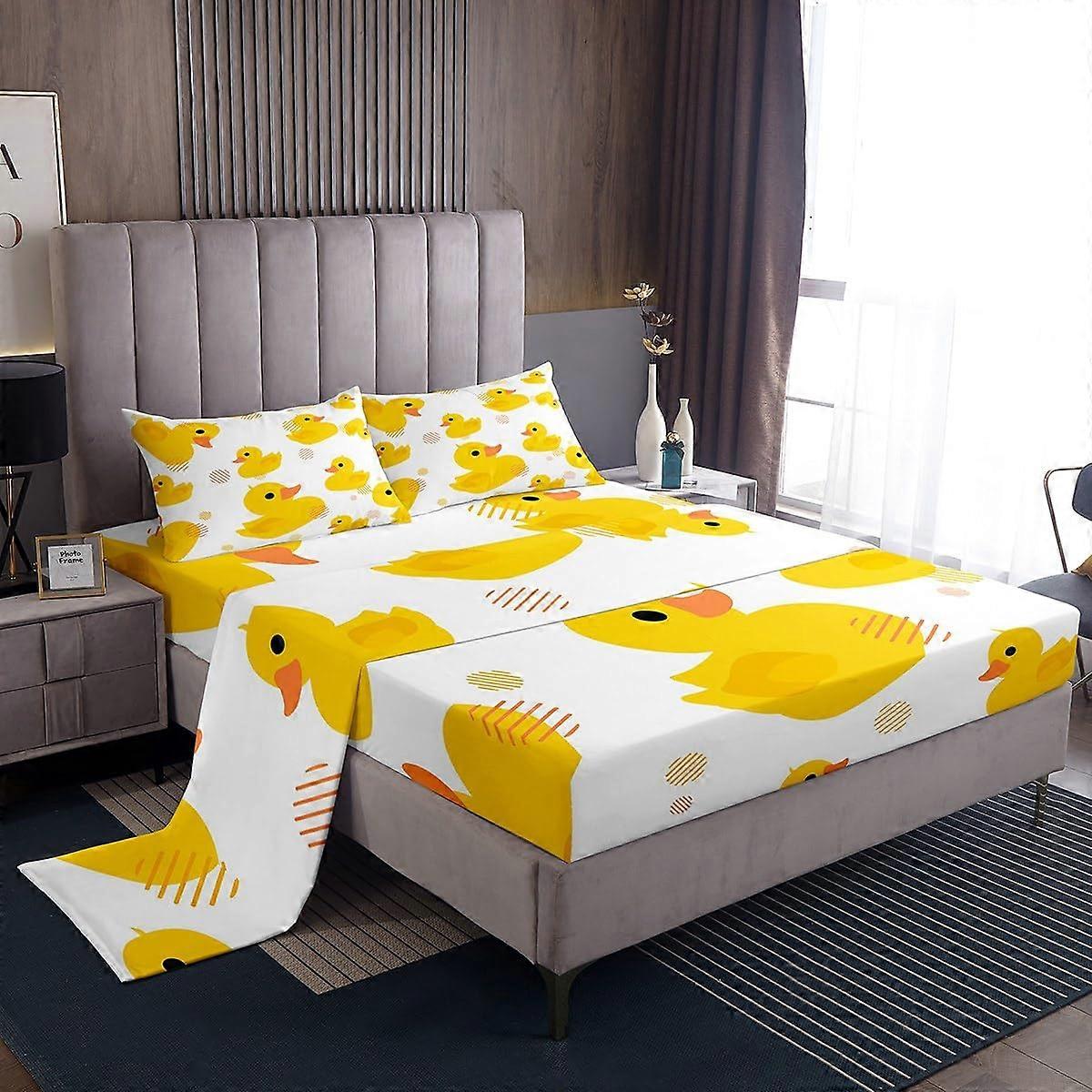 Kawaii Yellow Duck Sheets Set for Farmhouse Animal Theme Full Size
