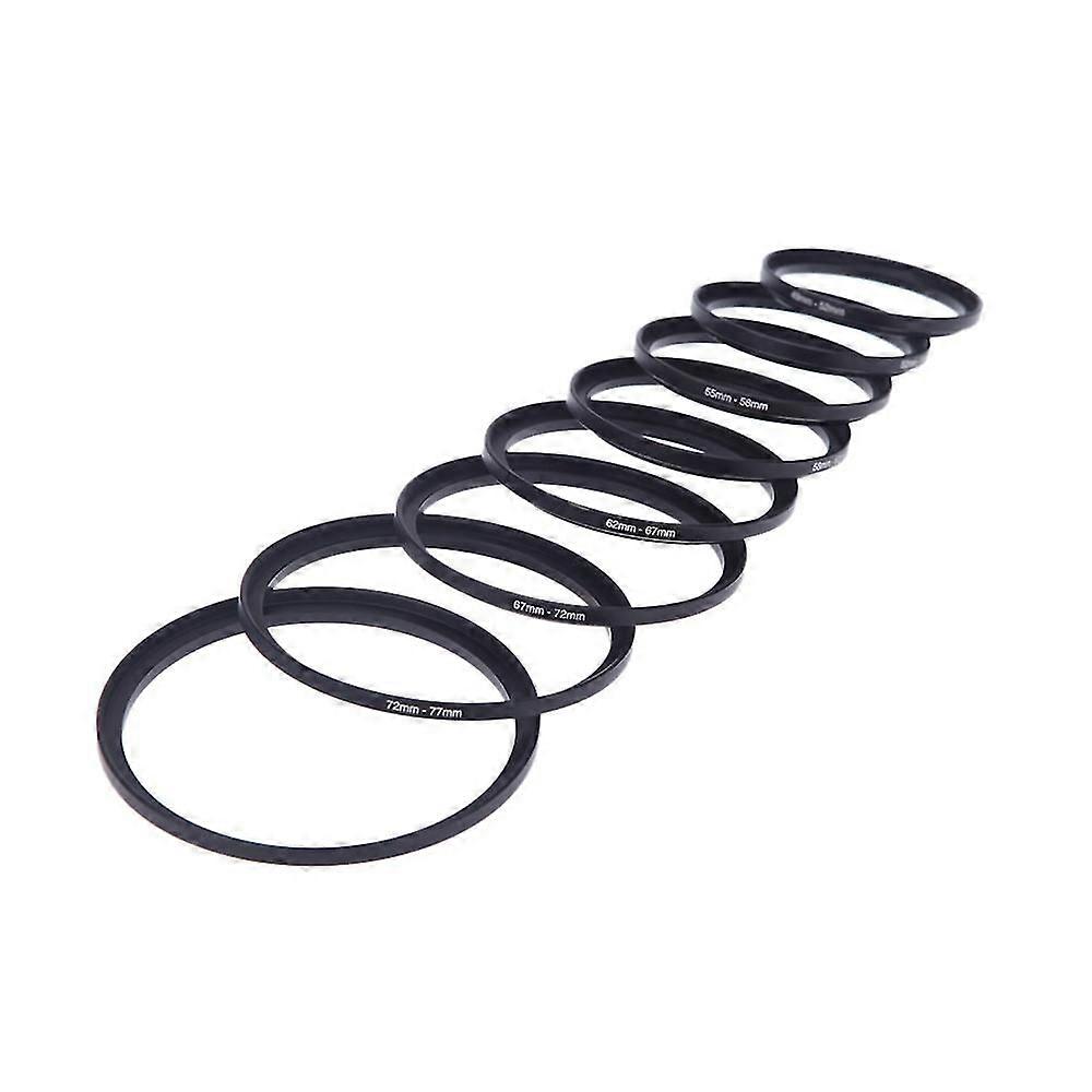 8pcs Filter Step Up Rings Adapter 49-52-55-58-62-67-72-77-82mm 49mm-82mm
