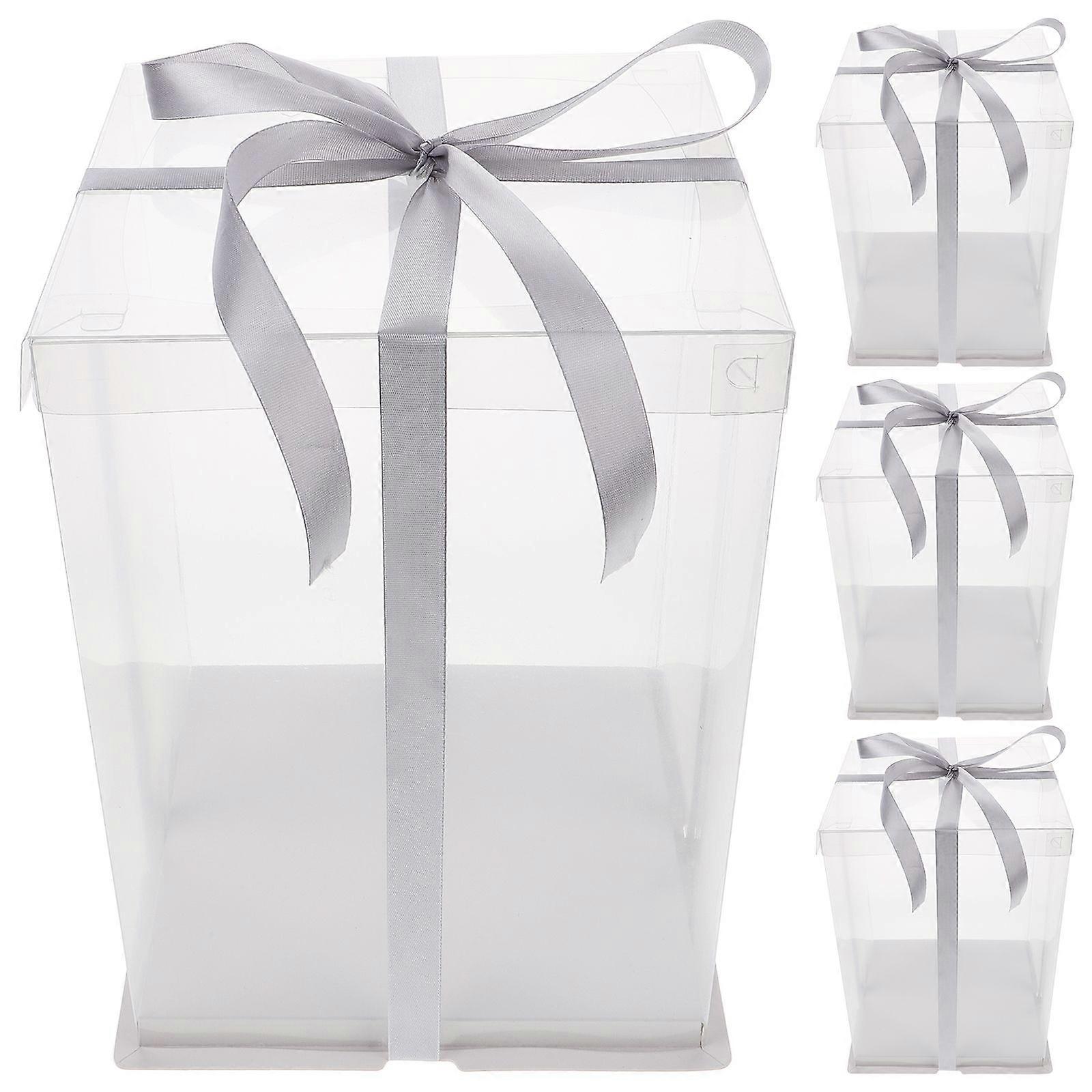 4 Pcs Transparent Cake Boxes Plastic Cake Carrier Birthday Cake Packing Container