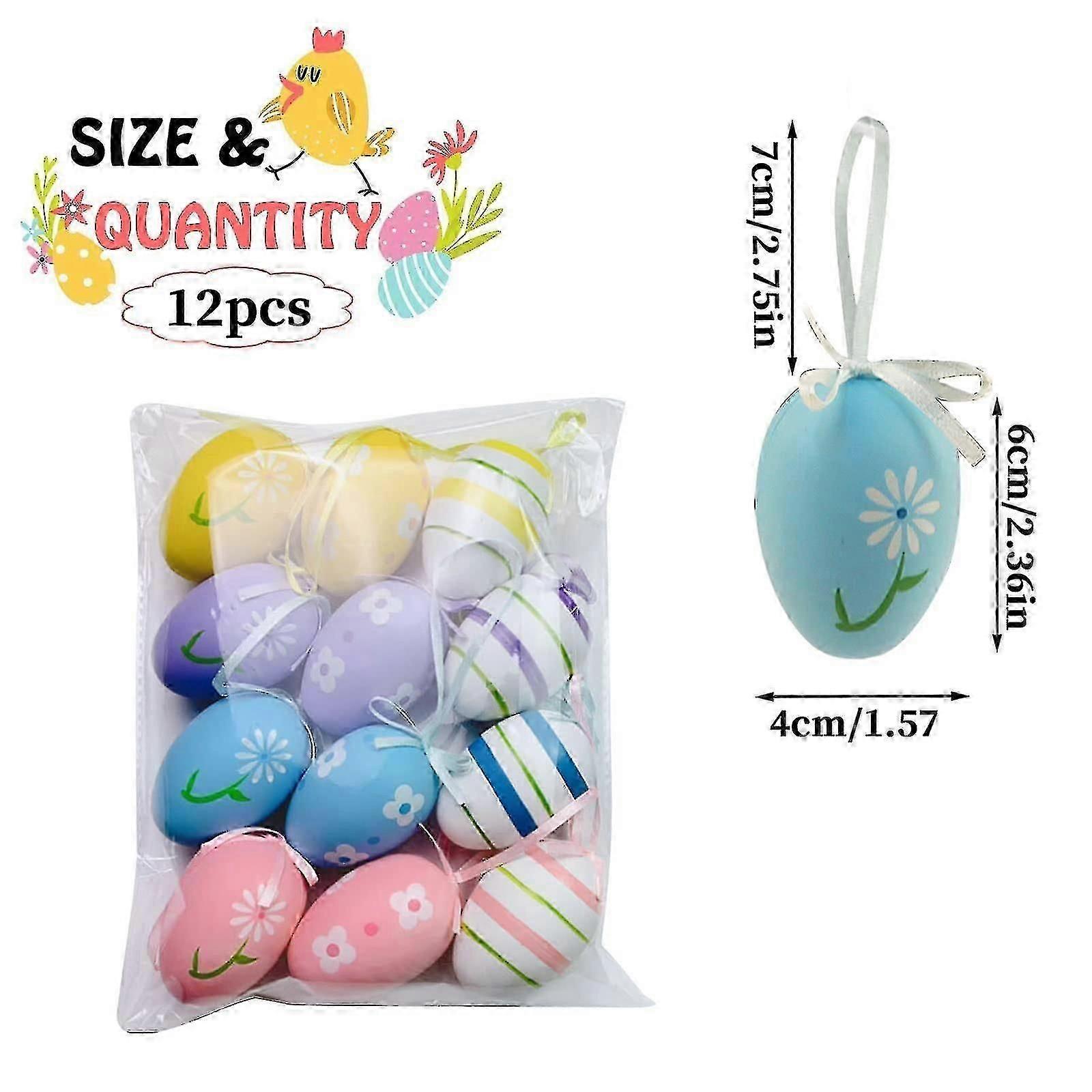 Plastic Decorative Eggs Pack Of 12 Easter Eggs With Ribbons Crafts Decorative Easter Easter Eggs Hanging Spring Decorations Decorative Easter Eggs Wit