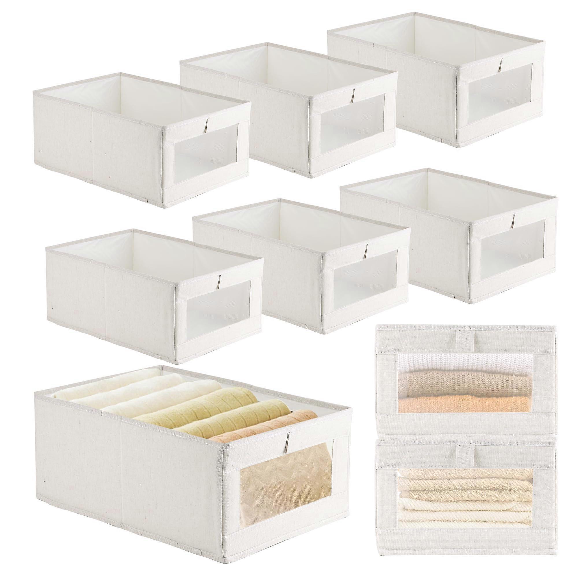 8 Pack Foldable Linen Closet Organizers and Storage B with Clear Window for Closet Storage