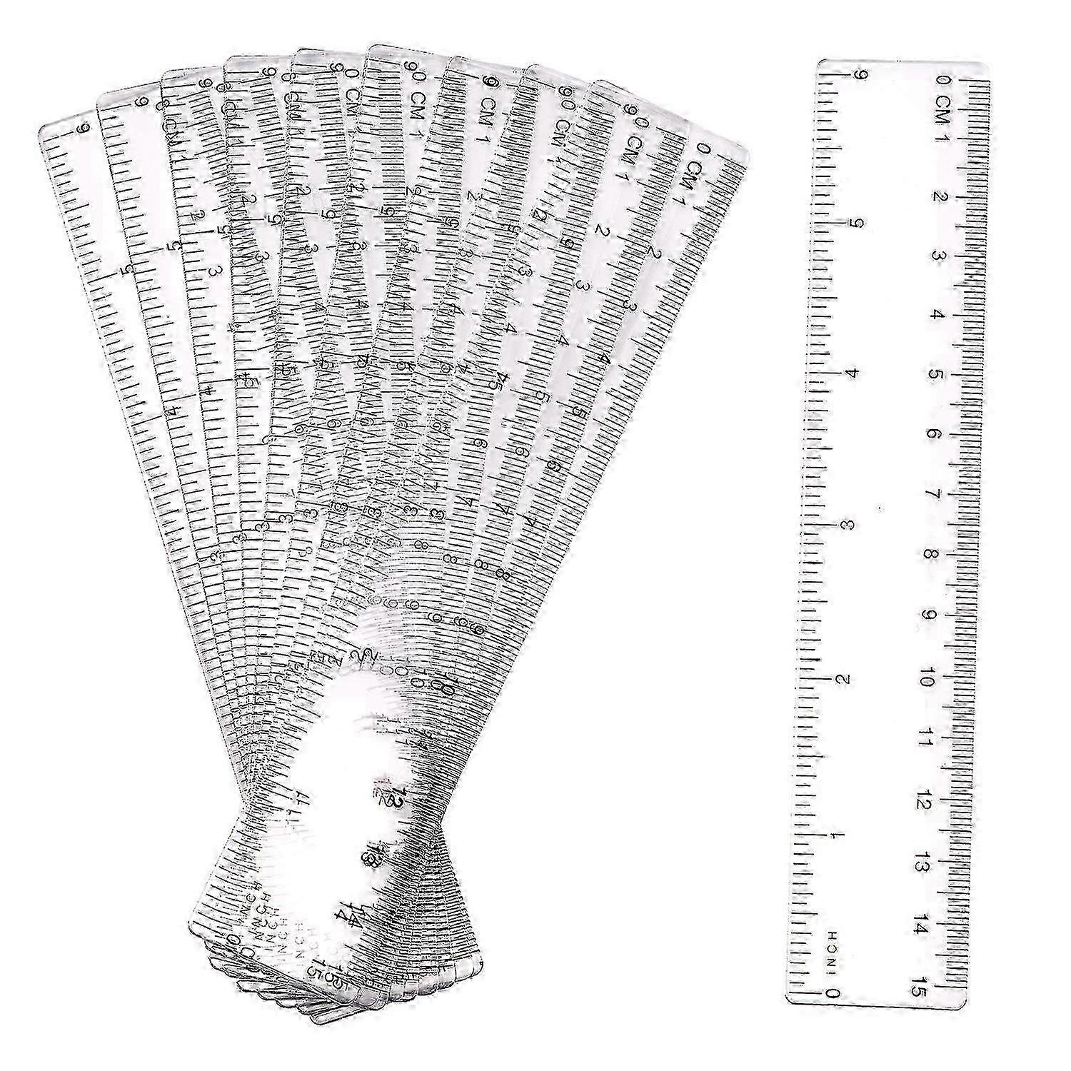 10PCS 15CM Transparent Plastic Rulers for Students