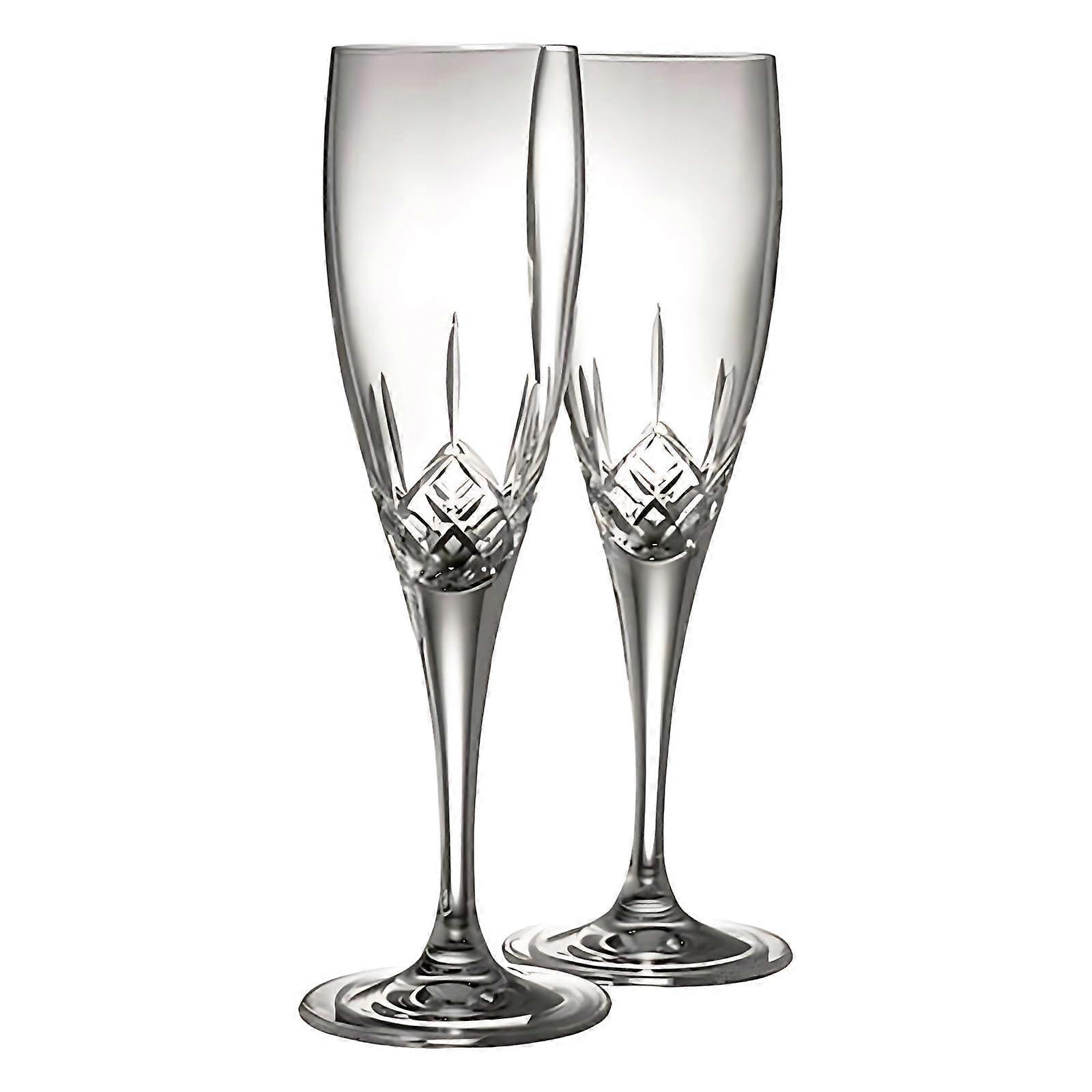 Pair of Elegant Cut Design Champagne Flutes for Toasting Clear Size