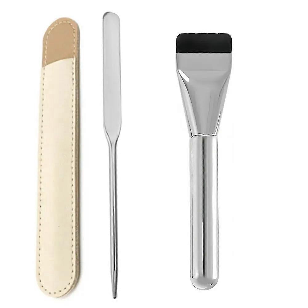 Stainless Steel Makeup Brush and Stick Set Blending Tool for Foundation and Shadows Facial Contour Fuel