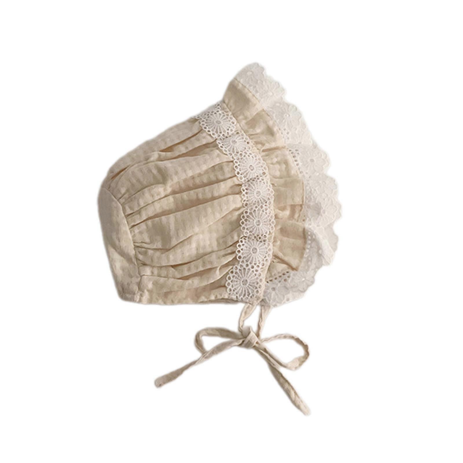 Toddlers Sun Hat Newborns Photography Props Princess Hat Little Girl Cotton Hat Spring Bonnet Caps Sun Protections Hat  Beige