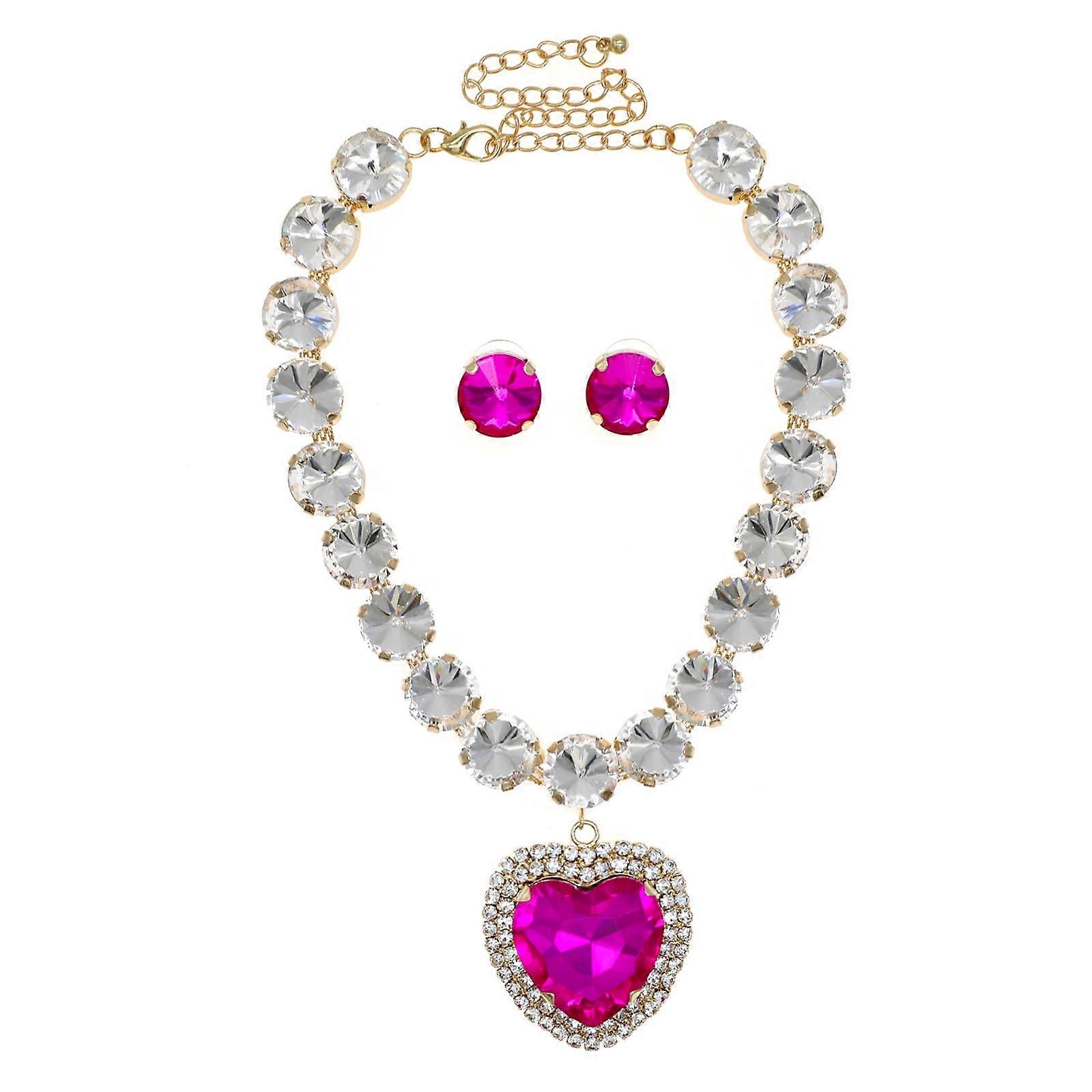 Tyk Krystal Kunstig Diamant Choker Halskæde til Kvinder Cubic Zirconia Diamond Hjerte Farverig Fancy Halskæde Brud Bryllup Smykker