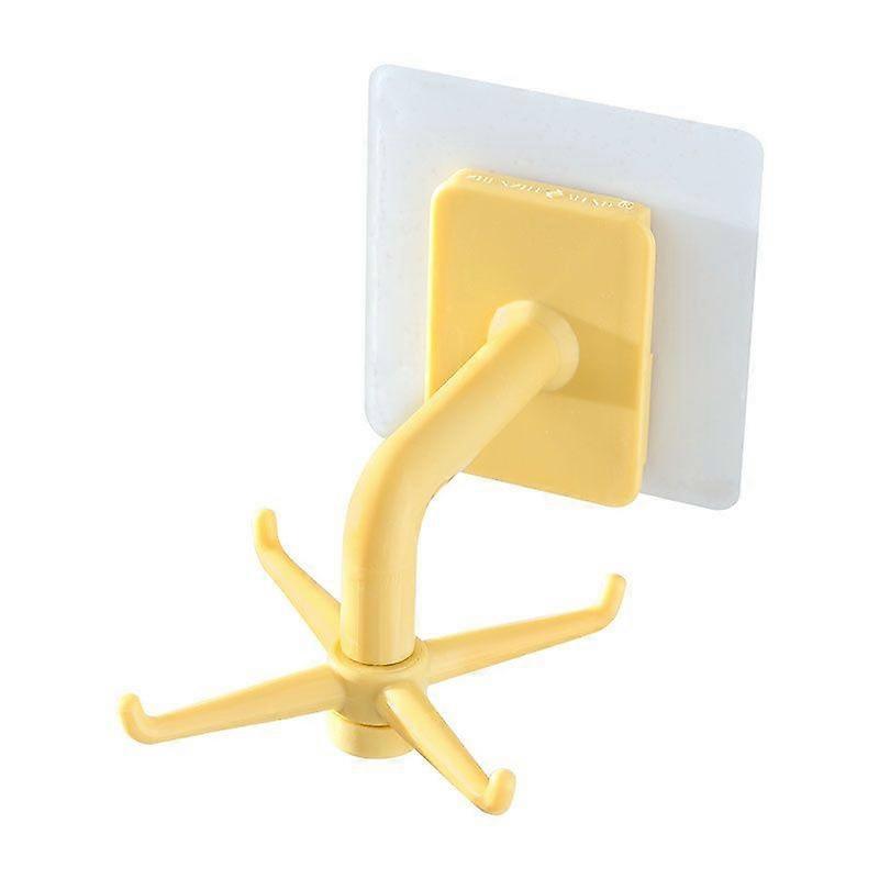2 x 360 Degree Rotating Hooks, Storage Racks, Punch-Free Storage Hooks (Yellow)