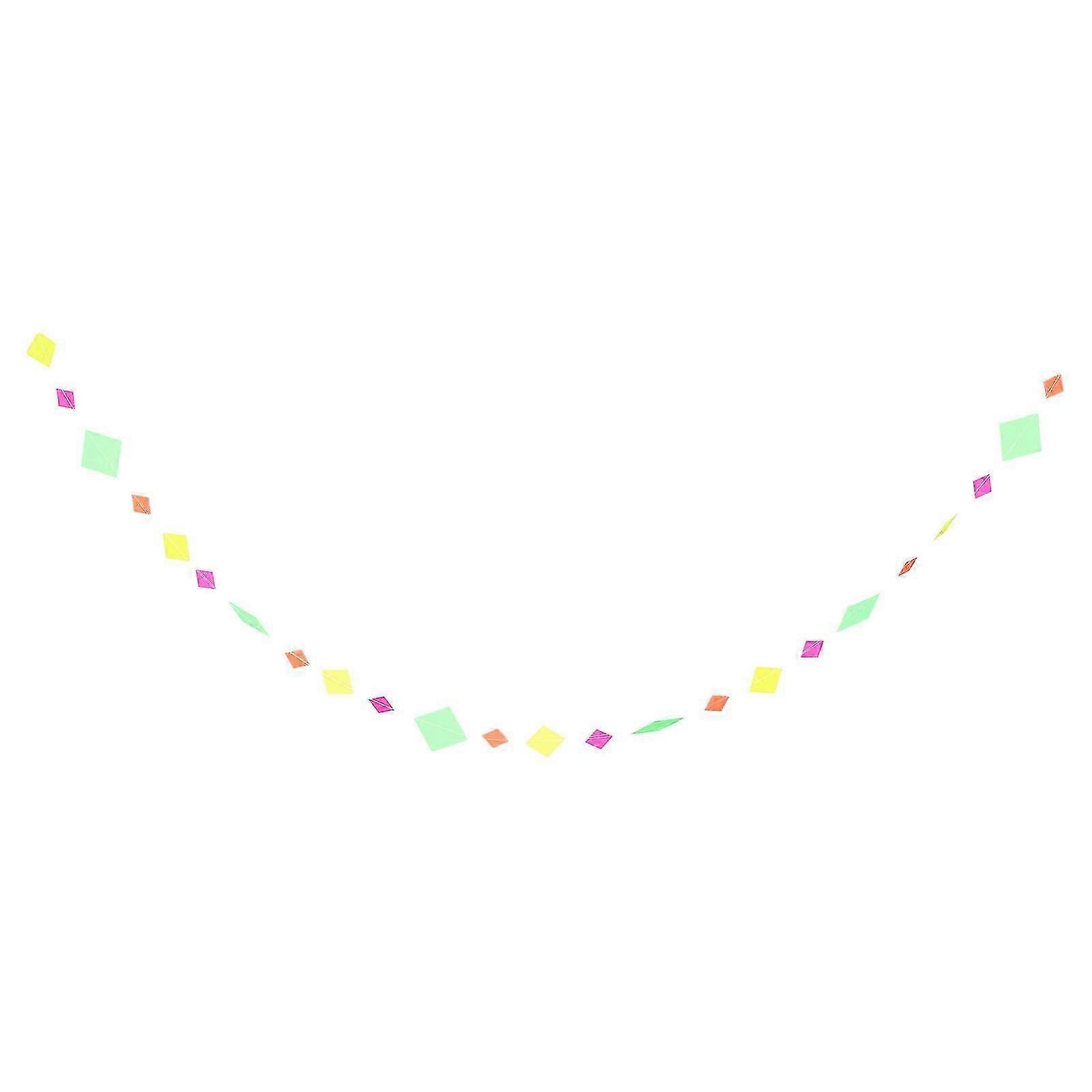 Glow In The Dark Paper Rhomboid Streamer Fluorescent Rhomboid String Garland