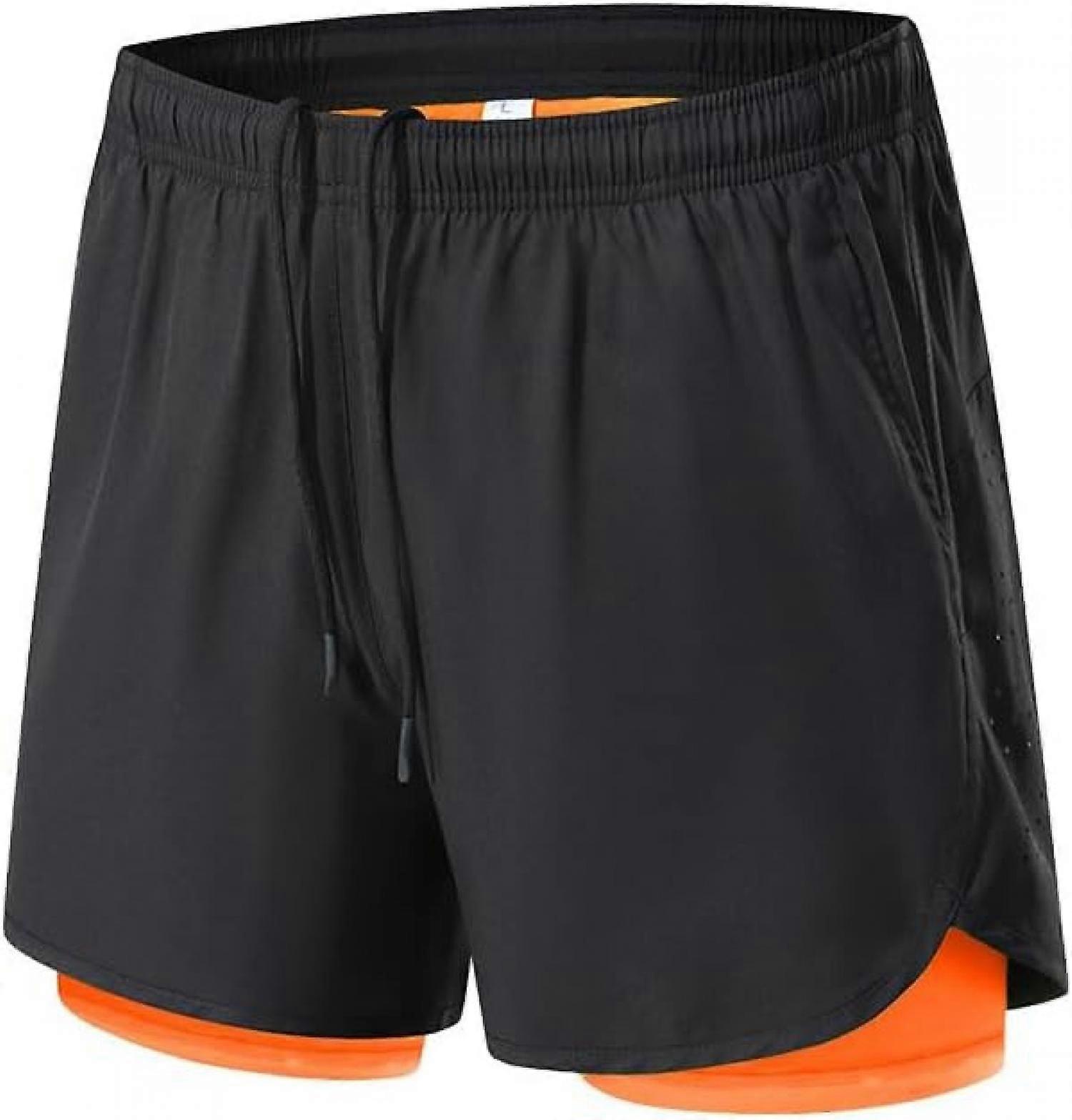 Short mixte 2 en 1 pour homme (5 pouces), séchage rapide, taille extensible, avec doublure de compression - GSL