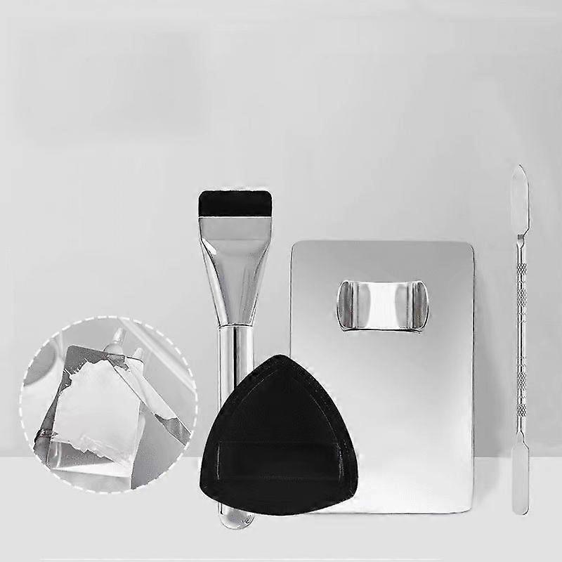 Makeup Foundation Brush Mixing Palette Stainless Steel Foundation Lipstick Eye Shadow Mixer Palette With Spatula MakeUp Tools