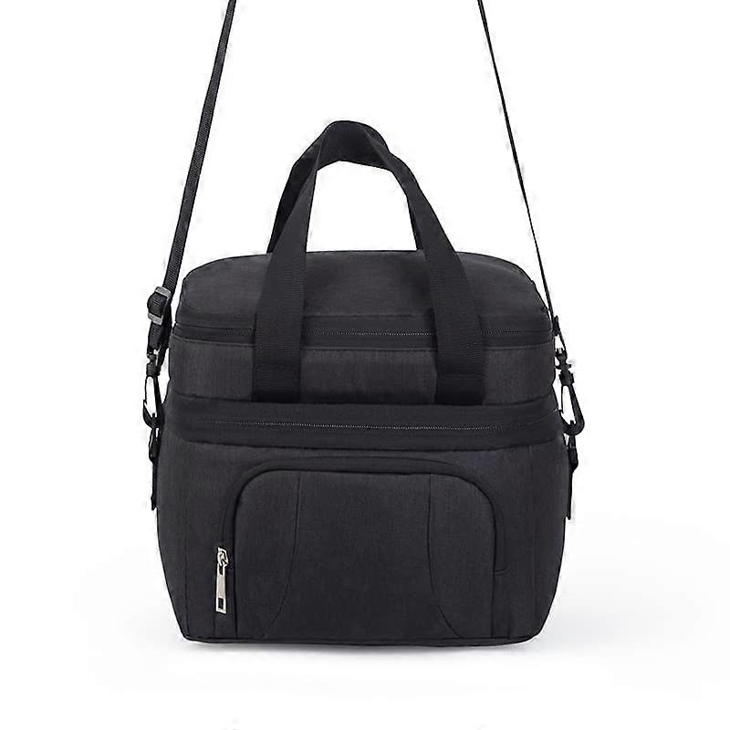 Picnic Bag Double Layer Insulation Backpack for Camping and Outdoor Activities, Black, Durable and Spacious Design