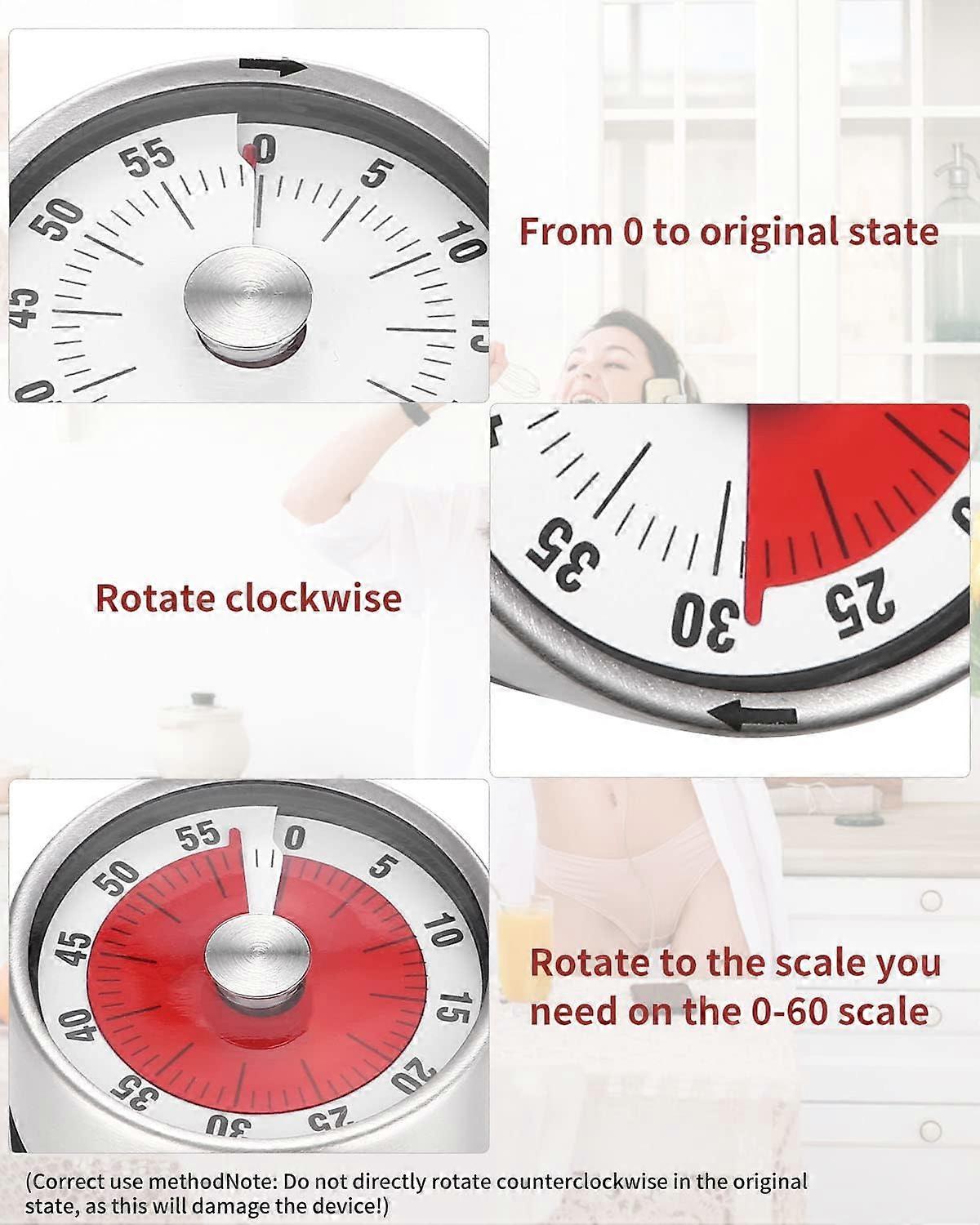 60 Minute Visual Analog Timer Kitchen Timer  Mechanical Reminder Time Management Tool for Children Adults