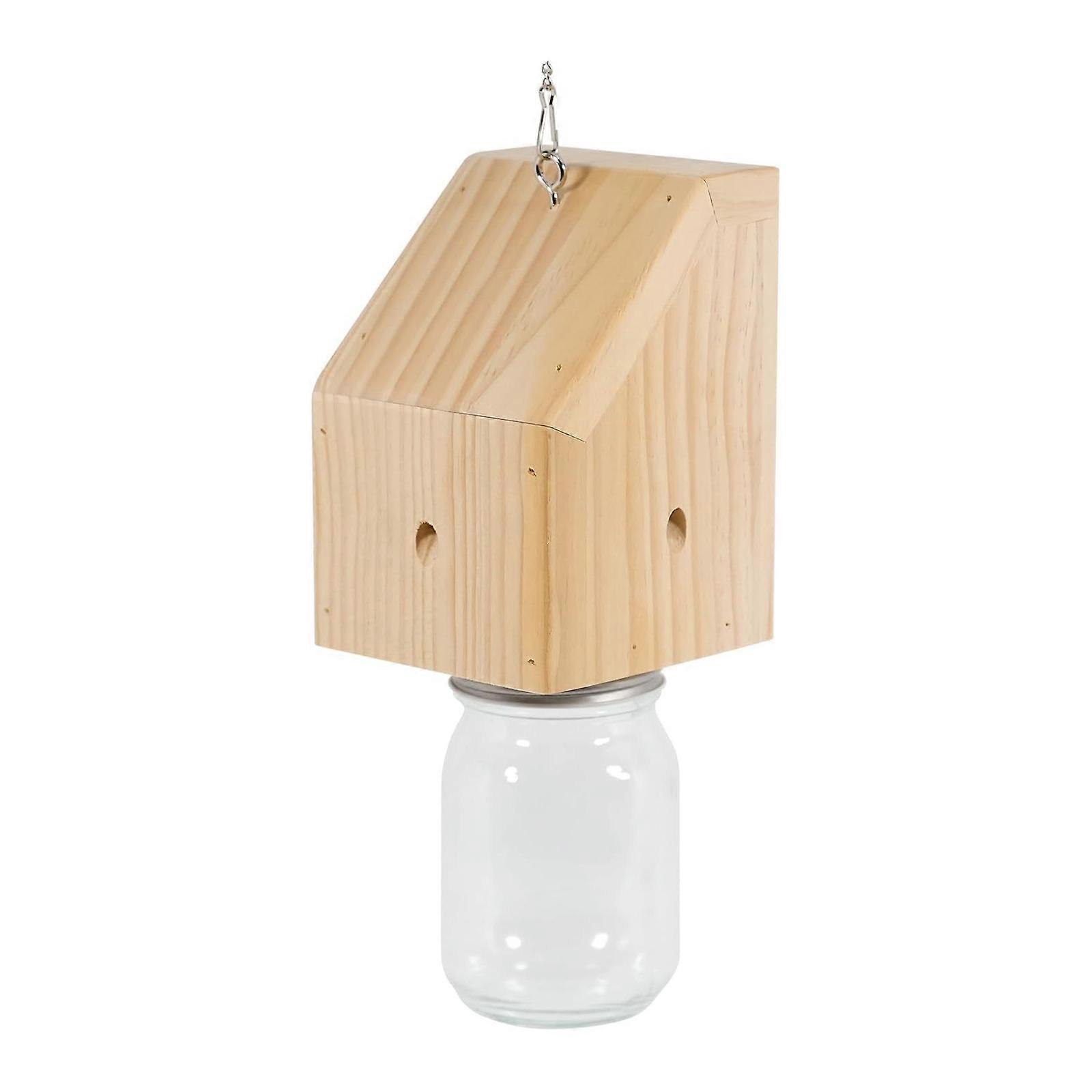 Wood Carpenter Bees Trap for Outside Cube Shape Hanging Design Ideal for Gardens and Balconies