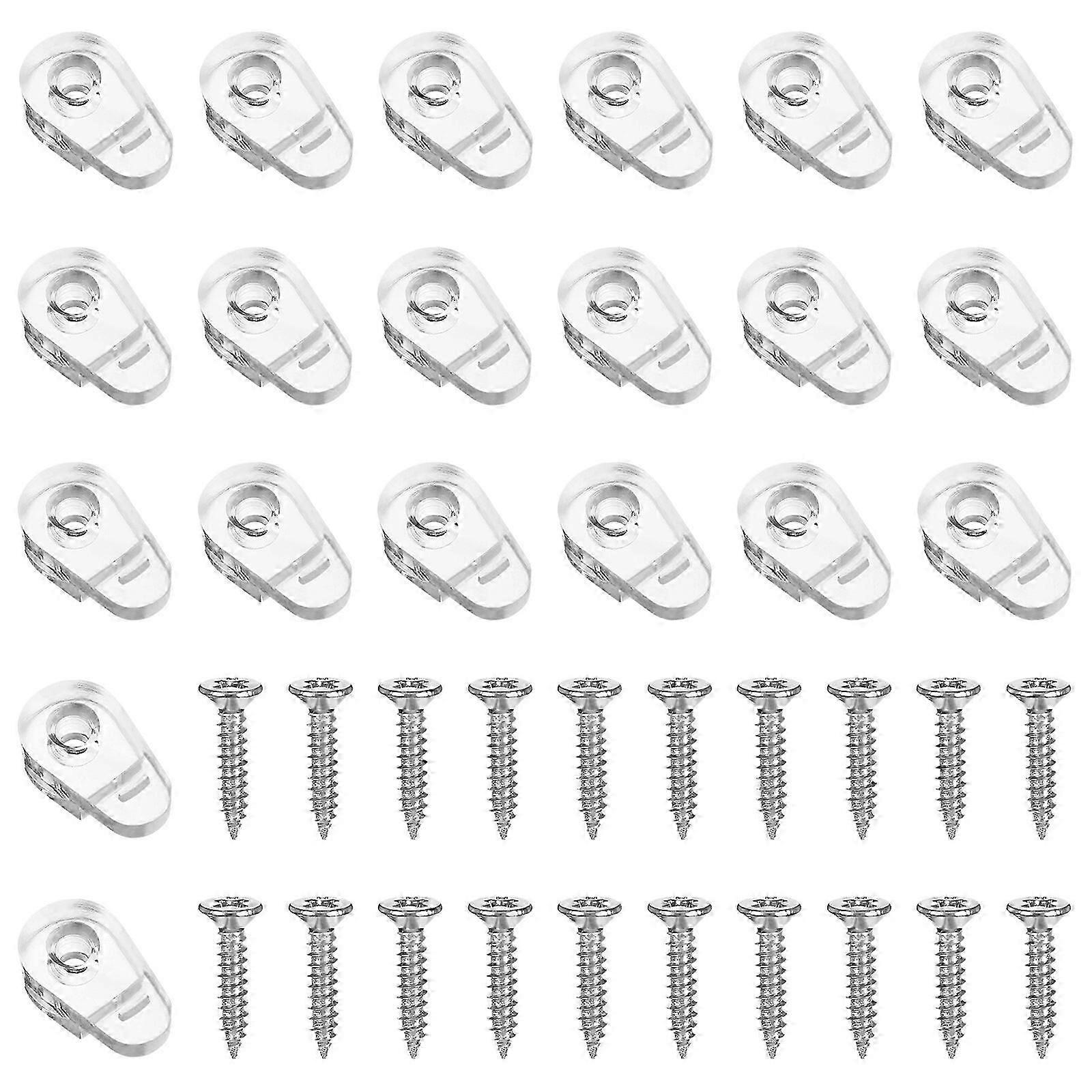 20 Pcs Mirror Holder Clips Plastic Fixing Clips with Screws for Fixing Mirror Cabinet Door