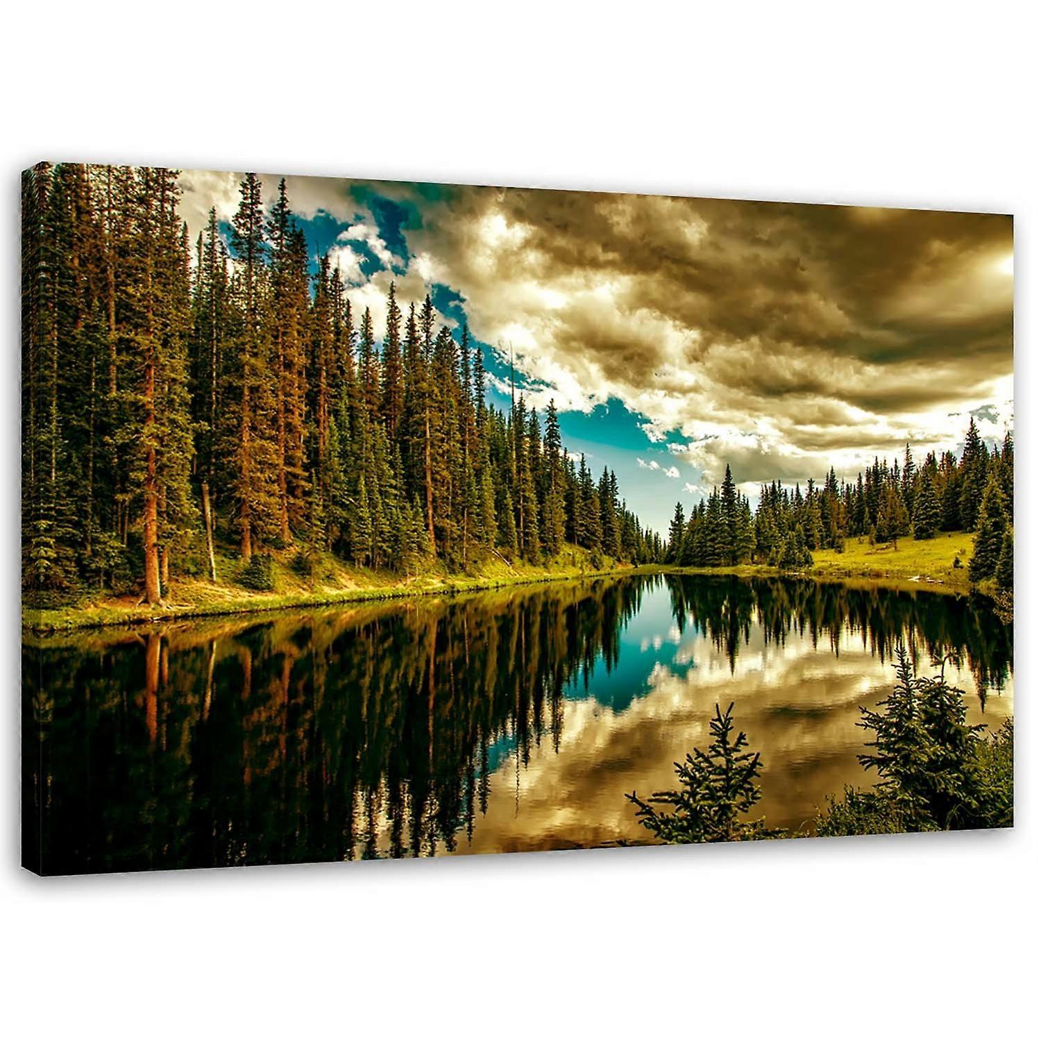 Pânză, Pădure pe un lac de munte - 90x60