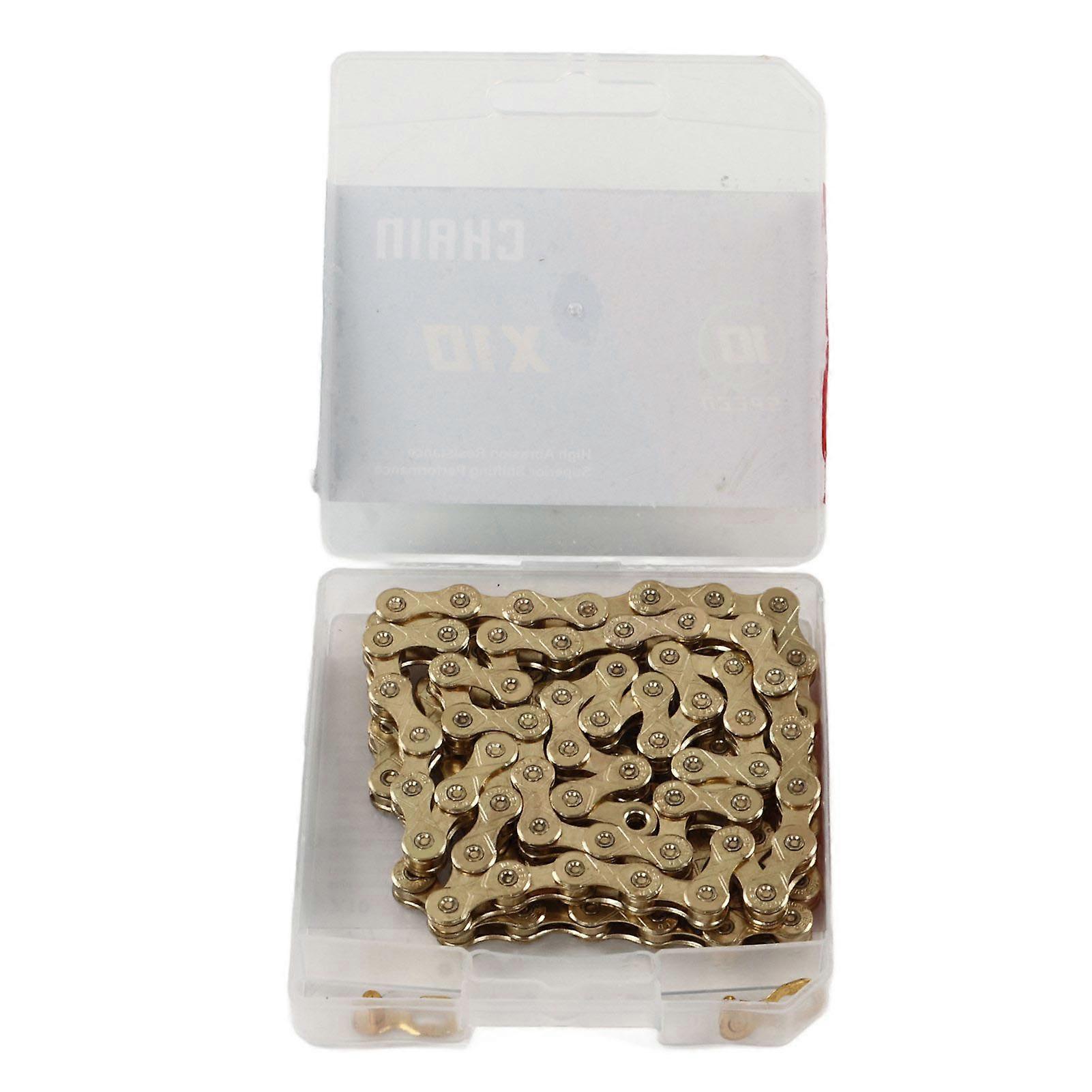 10 Speed Bike Chain Gold Mountain Road Bicycle Chain Smooth Shifting Durable Steel Precision Design Anti-Rust Finish 116 Links fo