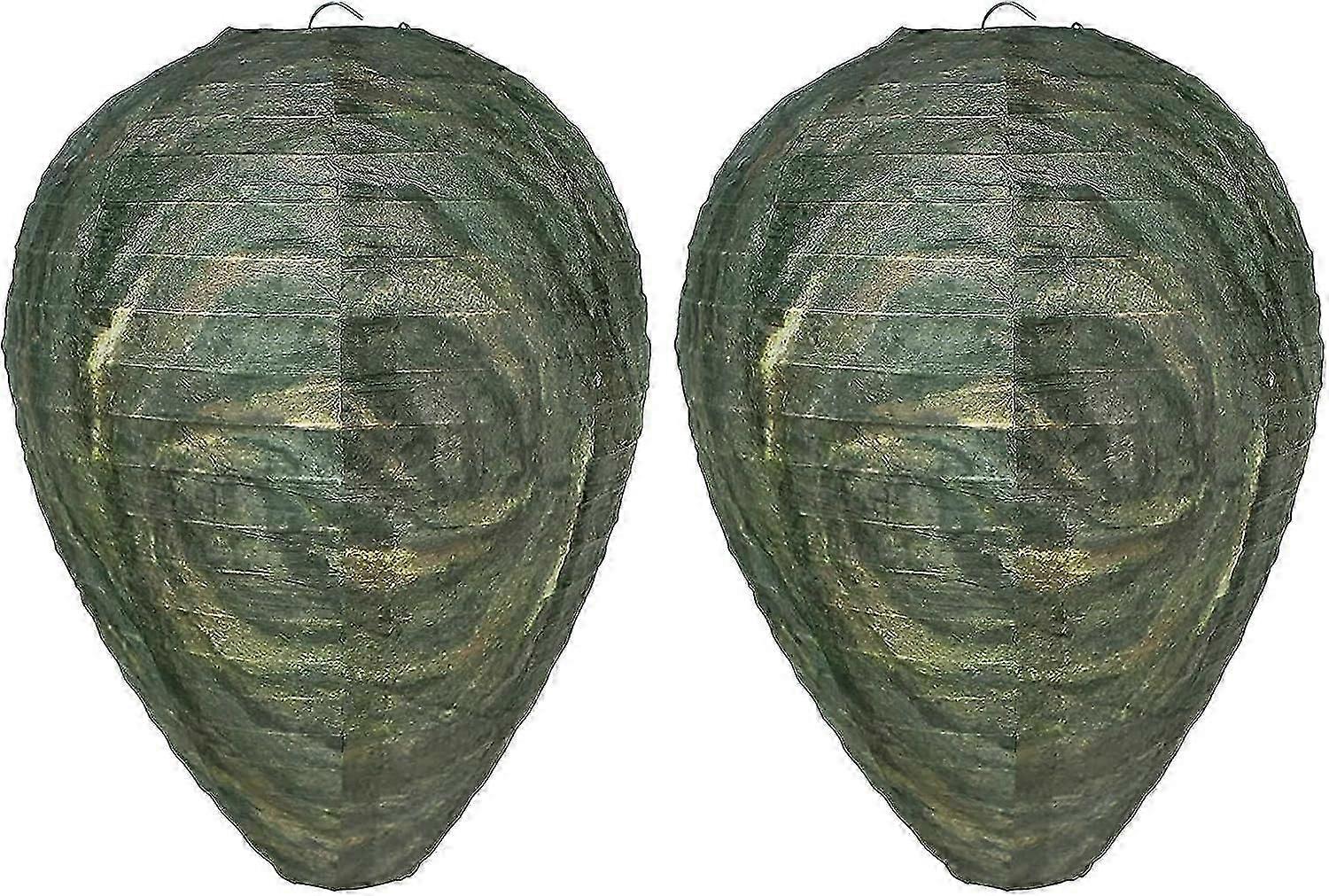 2 Pack Wasps Repellent Nest, Artificial Wasp Nest Decoy Dummy, Bees Insects Trap Hive, Hornets Yellow Jackets Control Repelling Beehive Lanterns, Wasp