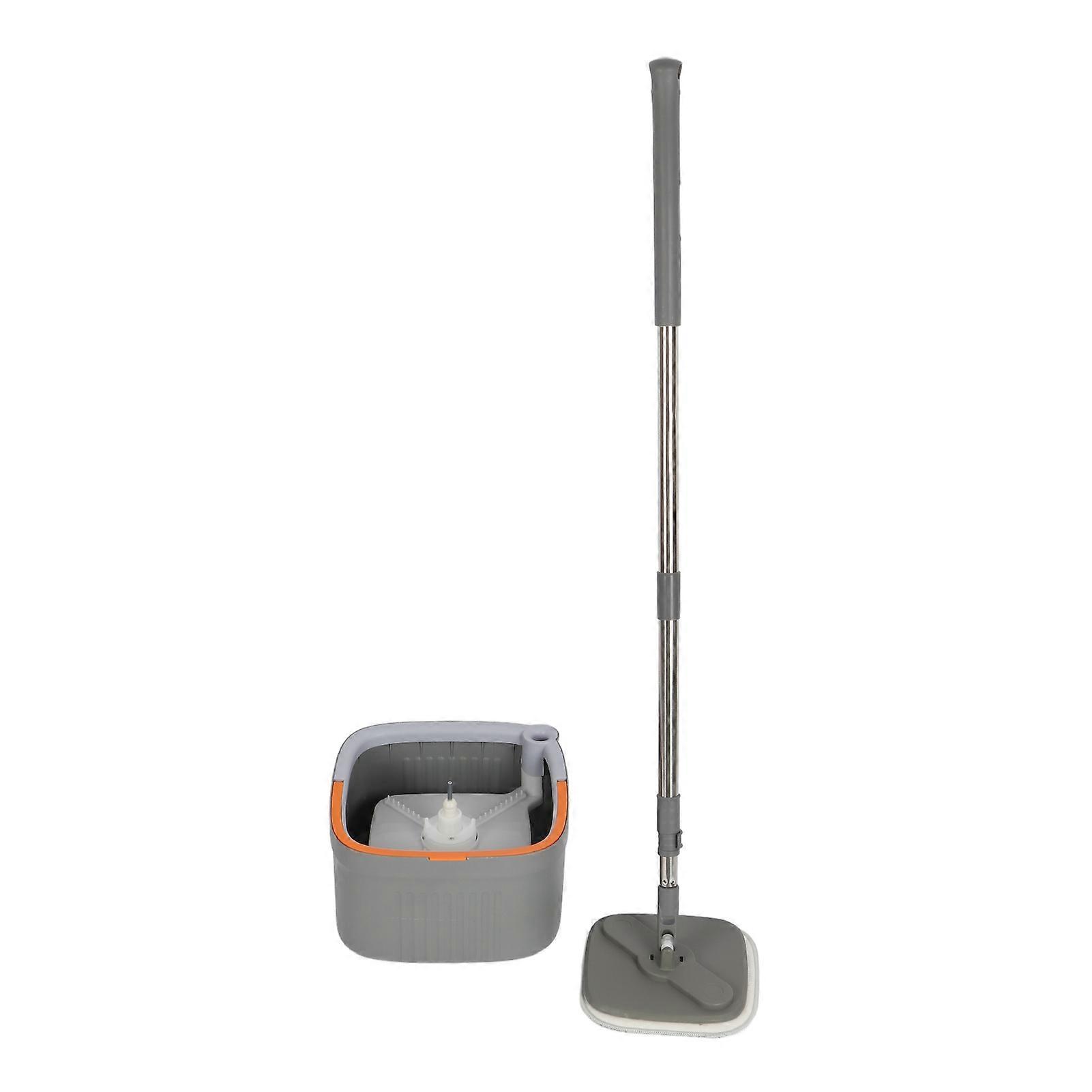 Rotating Mop Bucket Self Wringing Wet Dry Use Microfiber Spin Cleaning Set with Replacement Mop Pads