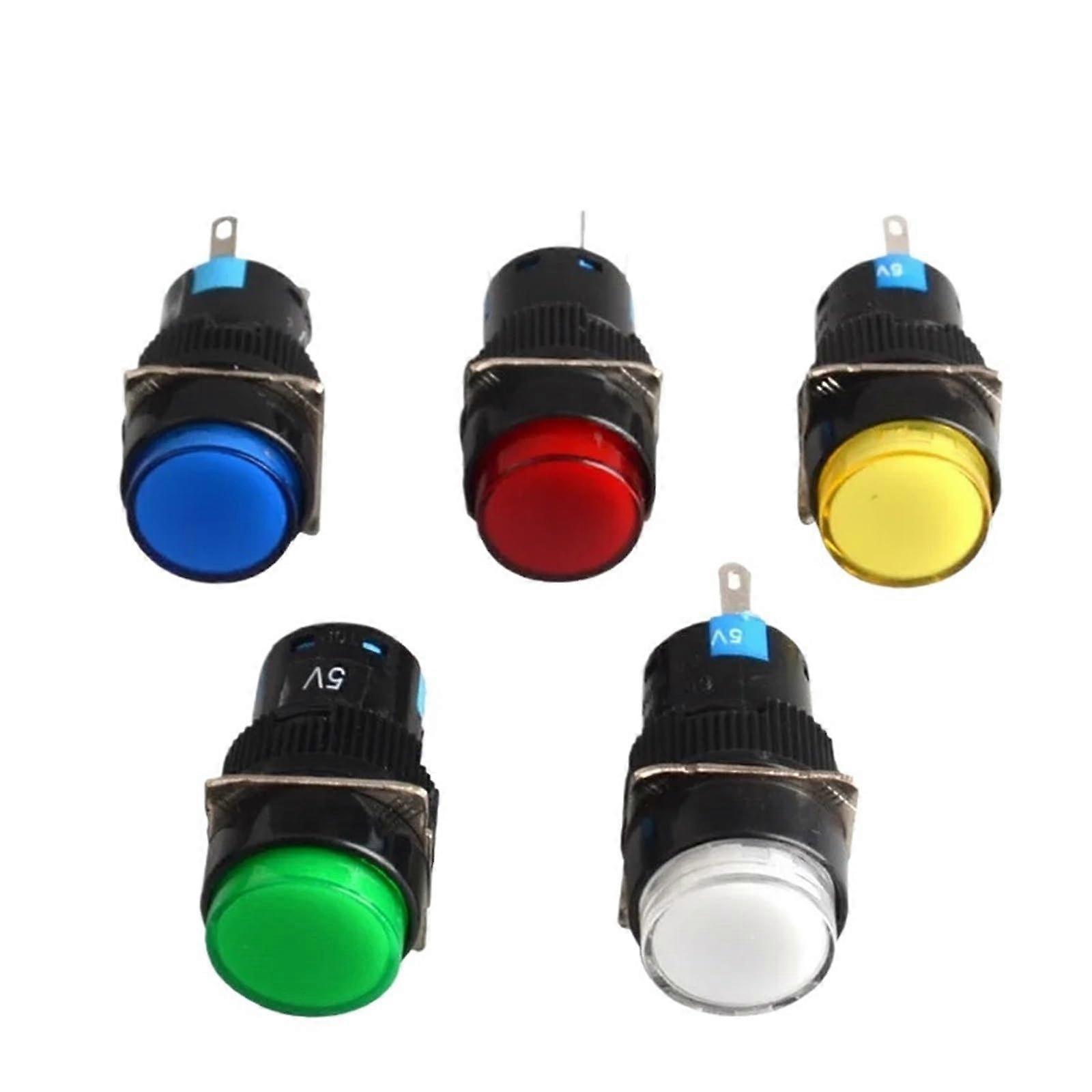 LED 5v 12V 24v 220V 16mm Momentary Push with Button lamp,5p (Color : Blue, Size : 5V)