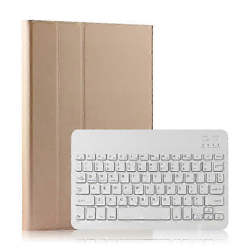 Wireless Bluetooth Keyboard + Leather Protective Shell Set with Stand for iPad mini 1/2/3 - Gold