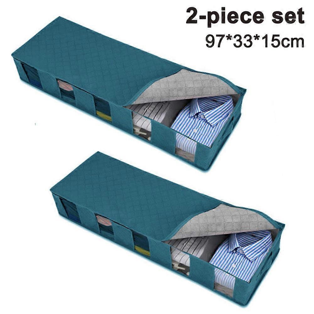 2 Pcs Storage Bag Foldable Underbed Cabinet Storage Boxes, Great Durable For Bedding, Clothes, Blankets