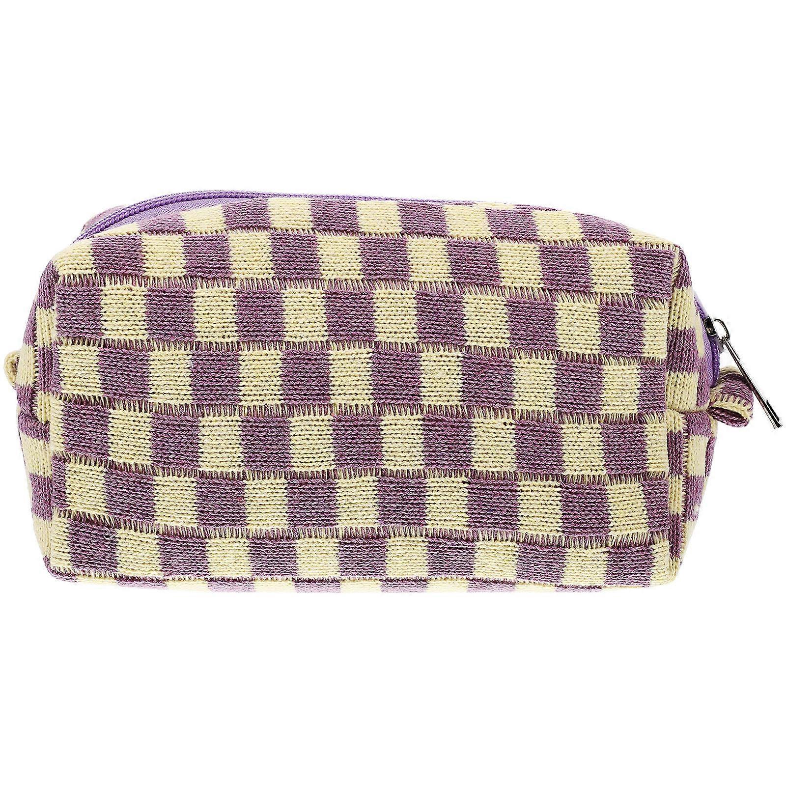 Practical Checkered Cosmetic Case, Reliable and Portable for Travel