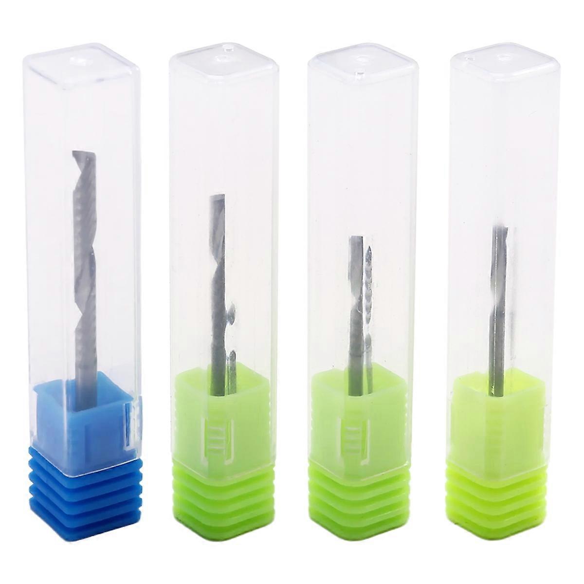 4PCS 3.175mm UP & DOWN Cut Single Blade Spiral Carbide Mill Tool