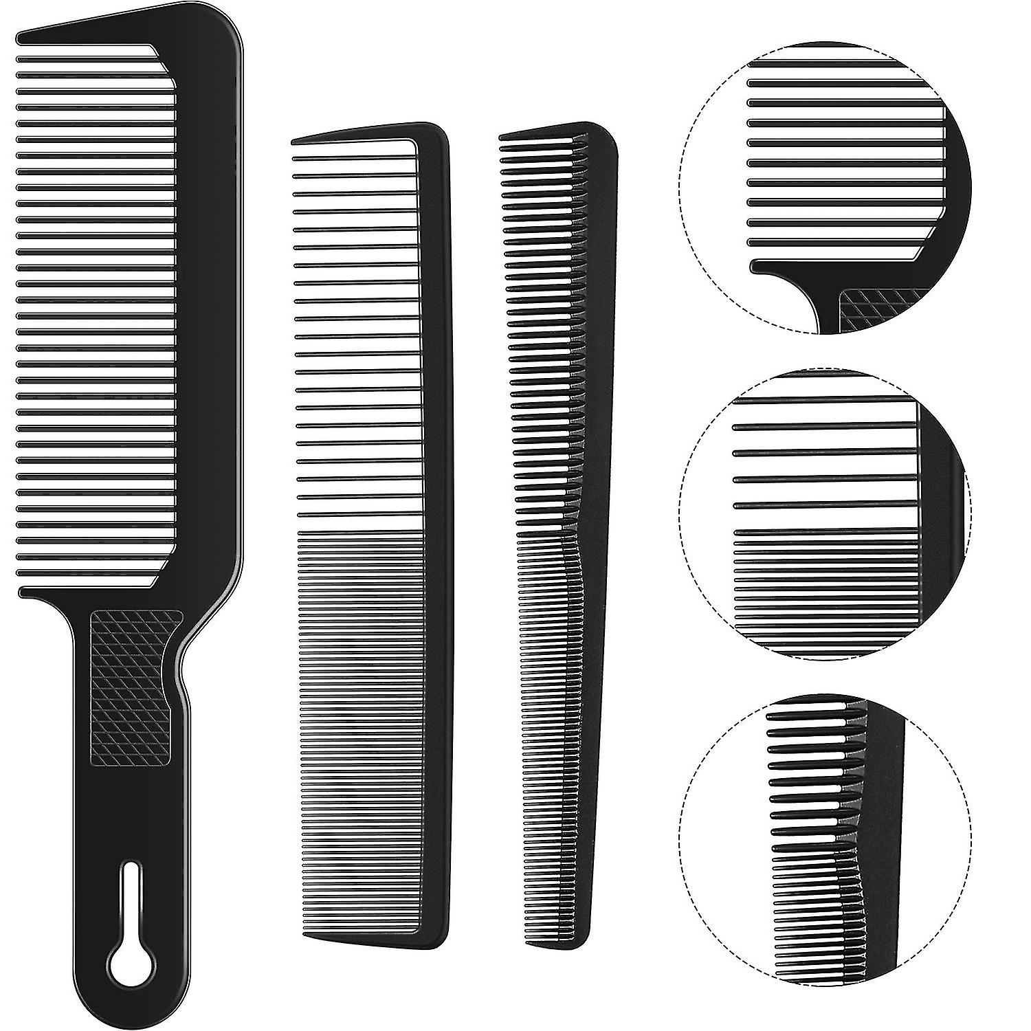 3 Pcs Men Barber Comb Set Taper Hair Cutting Flat Top Clipper Flattop Barberology Comb Heat-resistant Fiber Comb