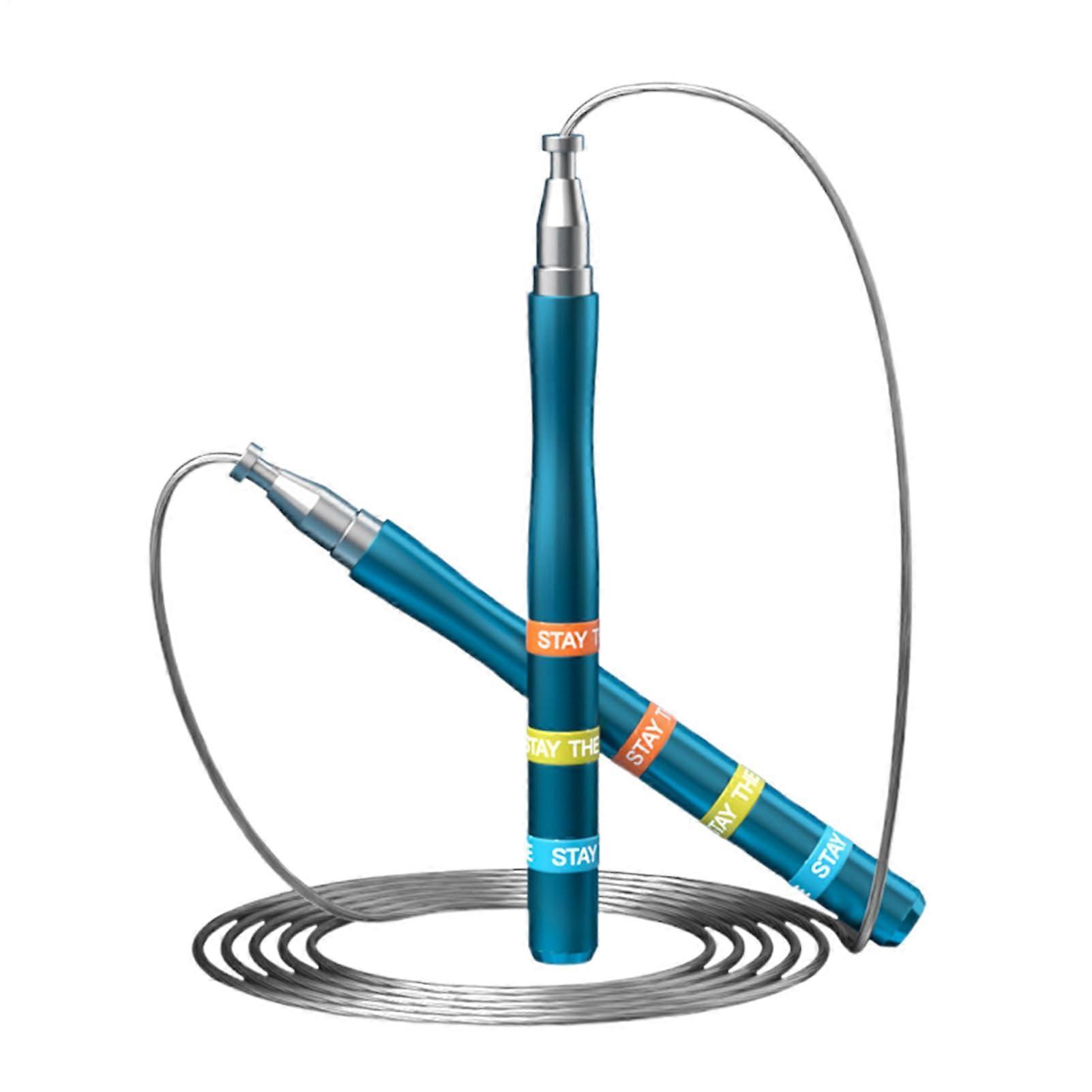 Stahlkabel Speed Rope, adjustable, sweatresistant grip, double handles, 16.5 cm blue