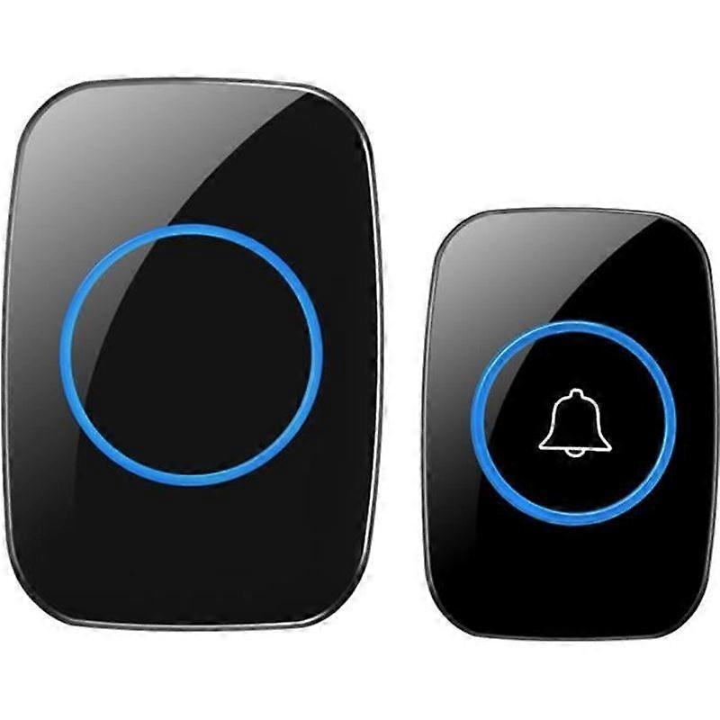 trådløs dørklokke udendørs vandtæt trådløs klokke vandtæt dørklokke 100 meter 1 sendere 1 modtagere - sort