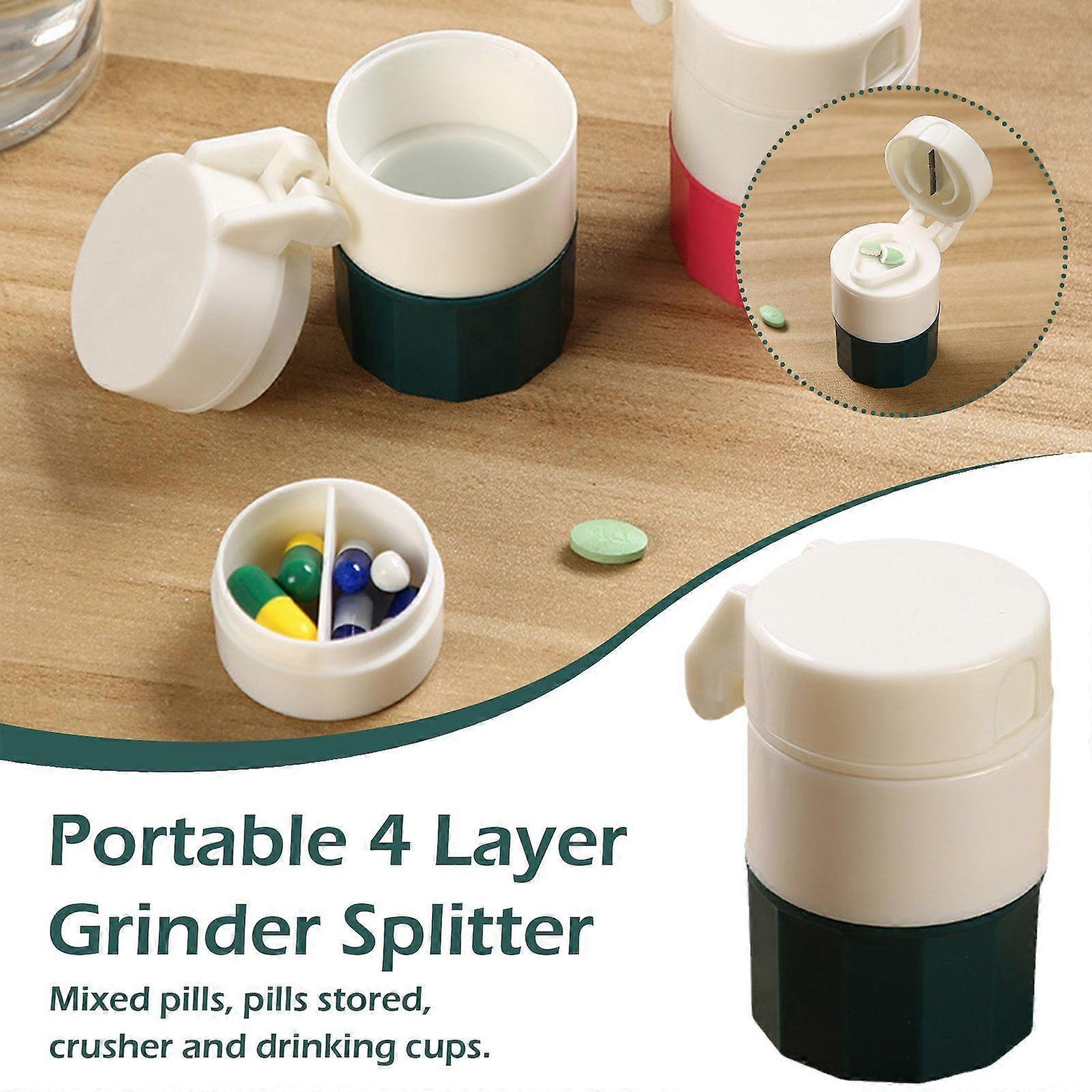 مطحنة دواء بيضاء (B) $Multi وظيفة وقاطع صندوق بأربعة كنوز لتعبئة صندوق طاحونة الأدوية لكبار السن