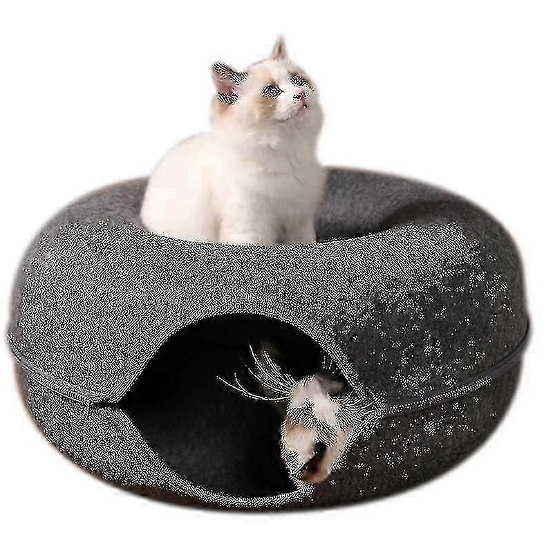 1 Pcs Pet Tunnel Donut Cat Bed(dark Gray)