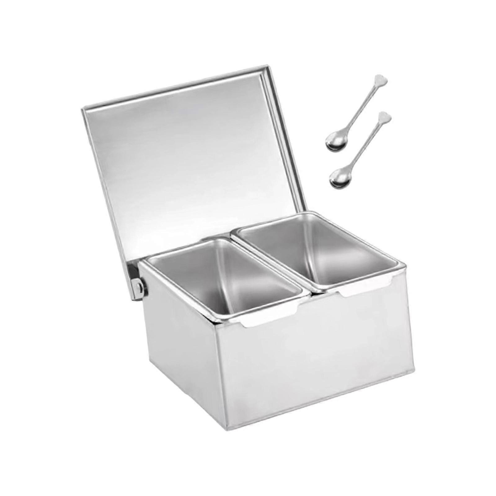 Detachable Spice Containers with Lids Seasoning Organizer for Condiments, Perfect for Bar Use, 2 Grid Design