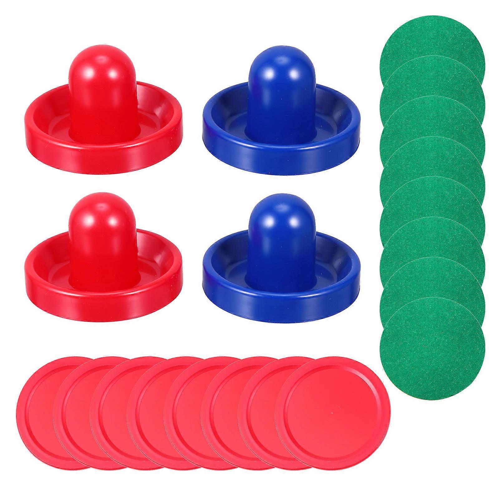 Plastic Pushers with Felt Pads and Red Pucks Replacement Kit for Standard Air Hockey Tables for Family Game Play