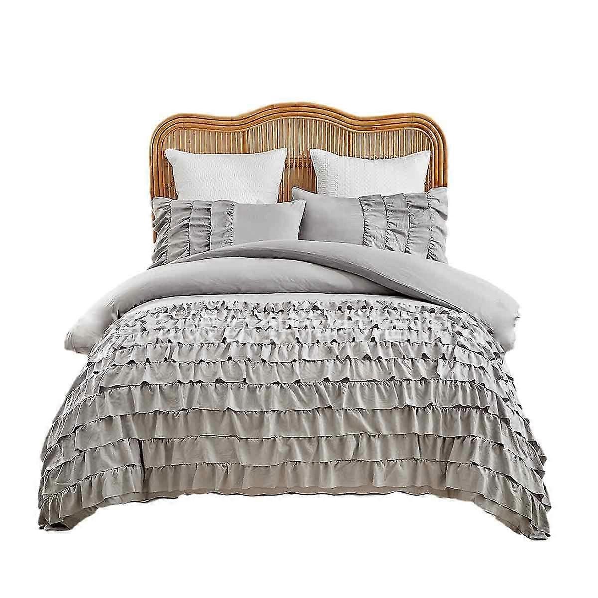 Set Modern Style Ruffle Polyester Bedding Set Pillowcase Duvet Cover