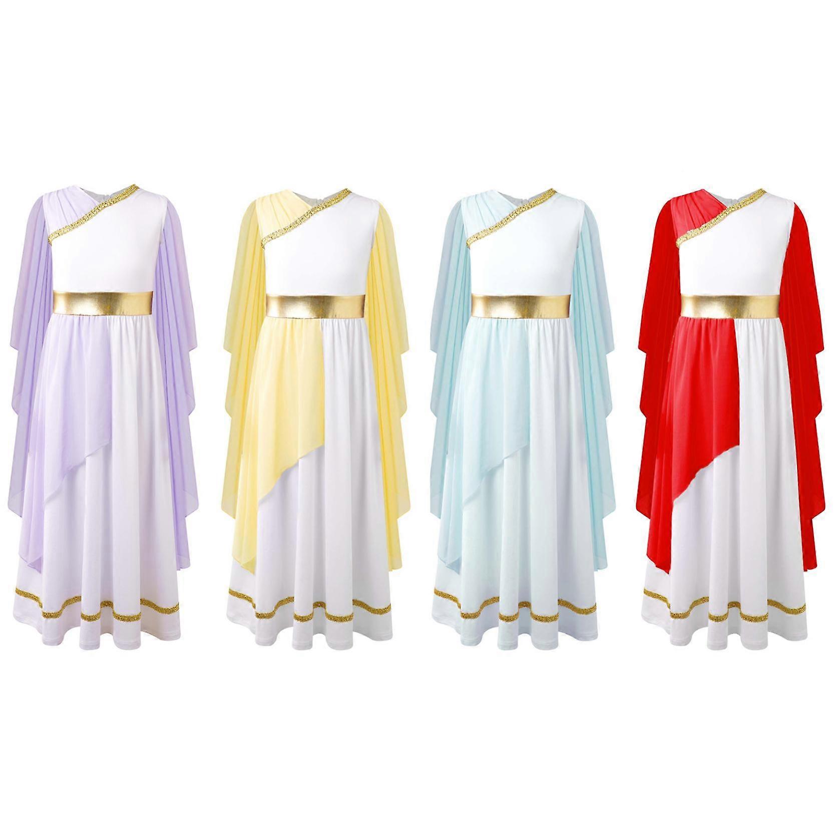 Girls Greek Princess Dress for Kids Halloween Ancient Greece God Rome Egypt Toga Costume Single Shoulder Tulle Flowy Fancy Dress – buy the best products in the online store