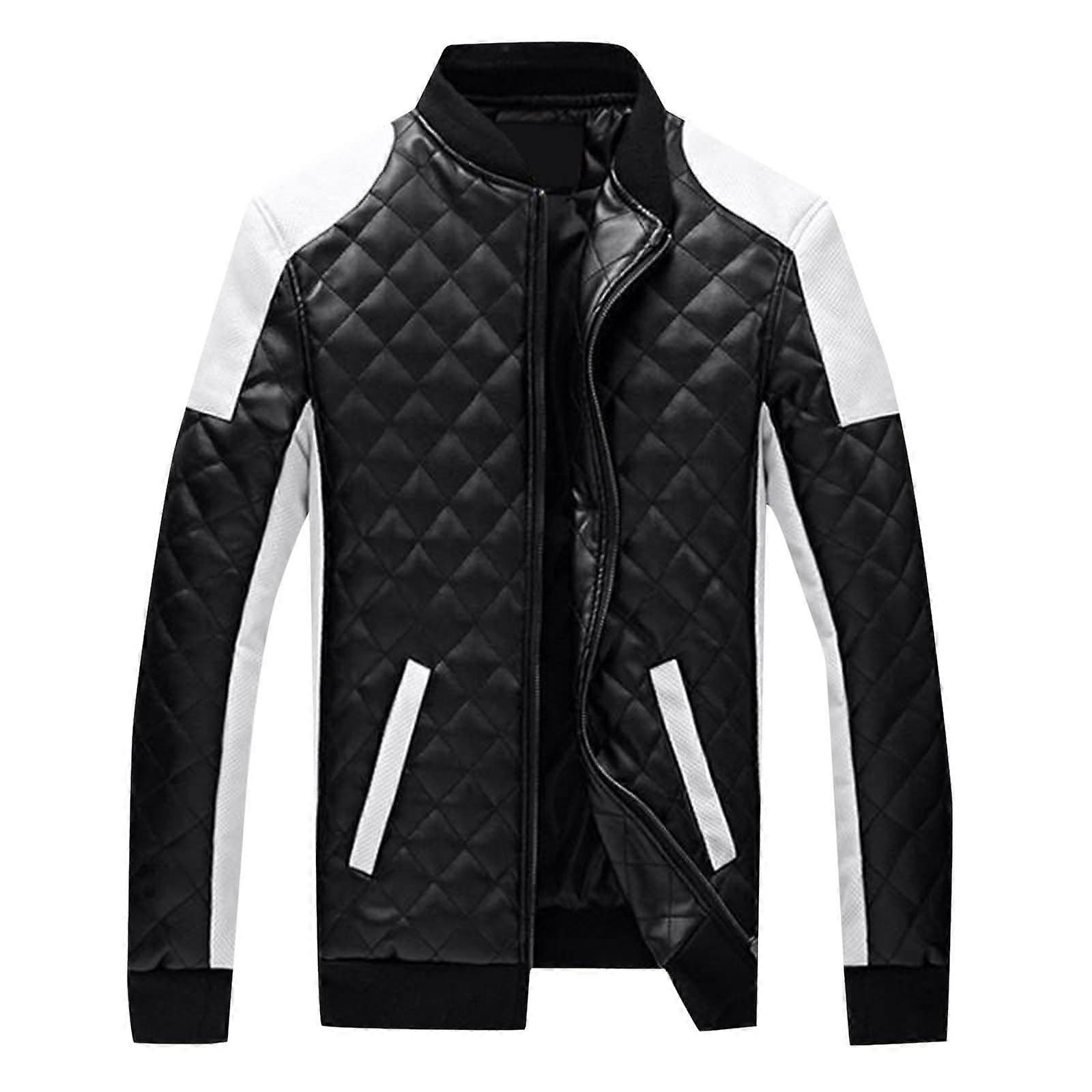 Men's Leather Jacket Real Brown Leather Jacket Men's Spring Rain Poncho Waterproof Bicycle Jacket Men's Summer Softshell Jacket A7Black Size M