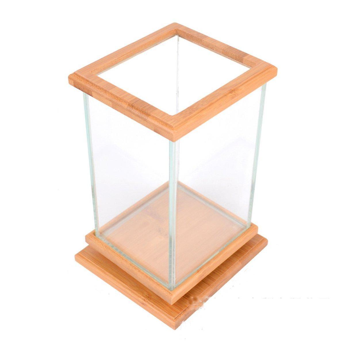 Mini Aquarium Led Lighting Clear Glass Fish Tank Container Office Desktop Decor