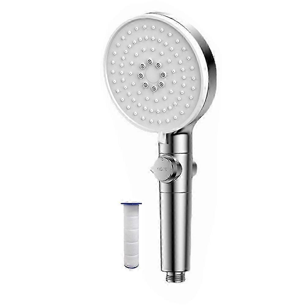 2025 5-Speed Shower Head Multi-Function High Pressure Large Panel Silver