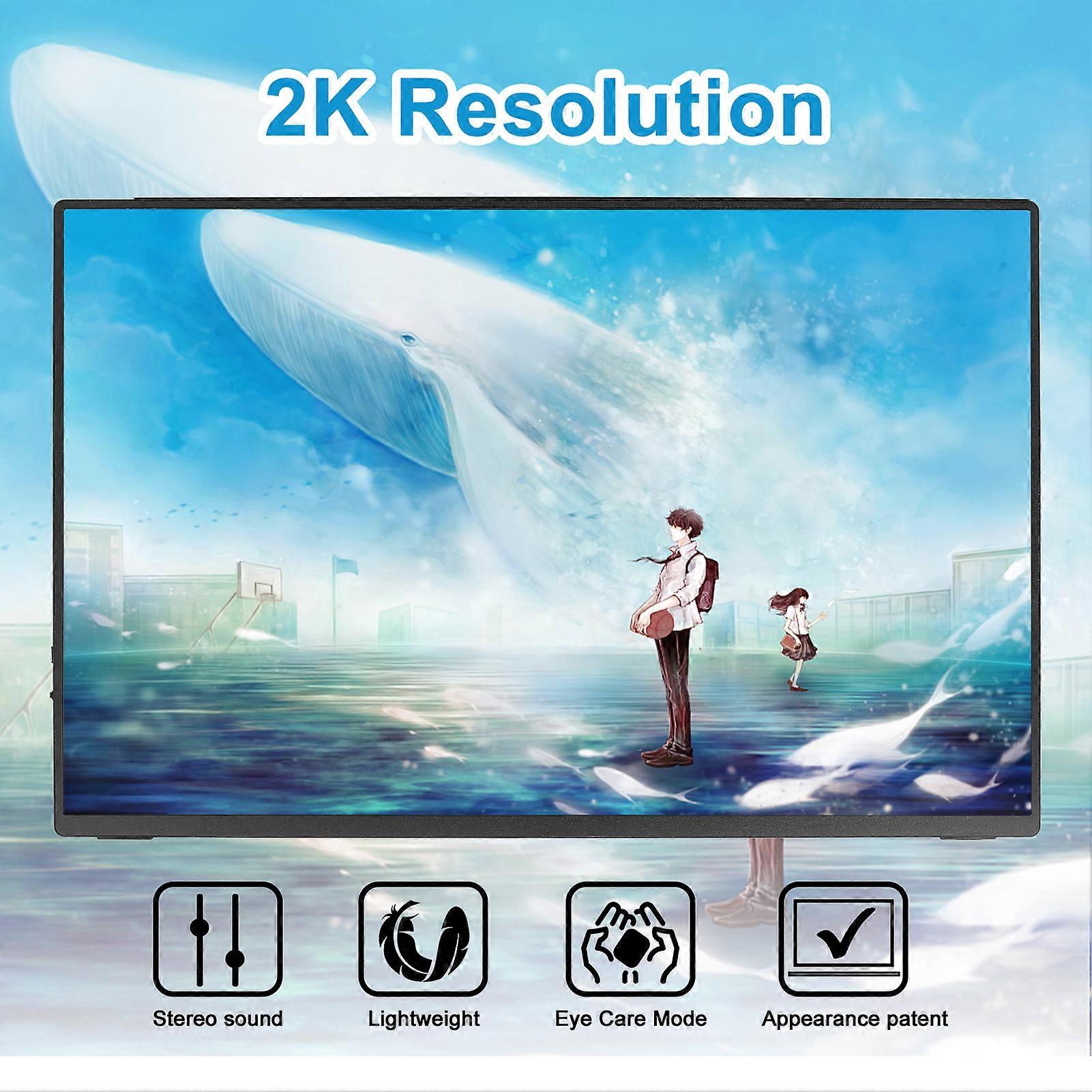 16-Inch Portable 2K Monitor with 120Hz Refresh Rate for Gaming and Travel, USB-C Compatible