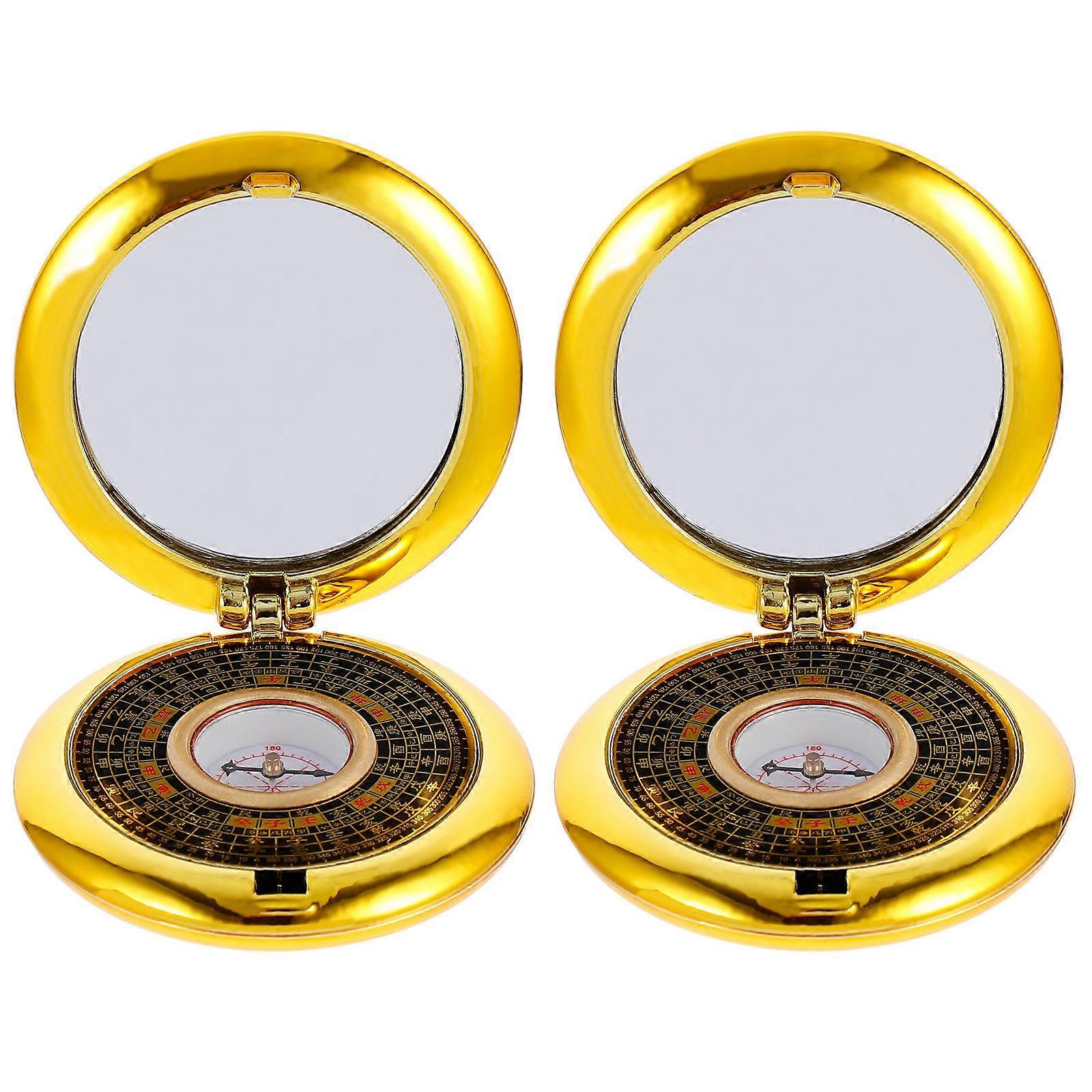 Feng Shui Analysis Compass Round Shape Navigation Hiking Camping 2Pcs