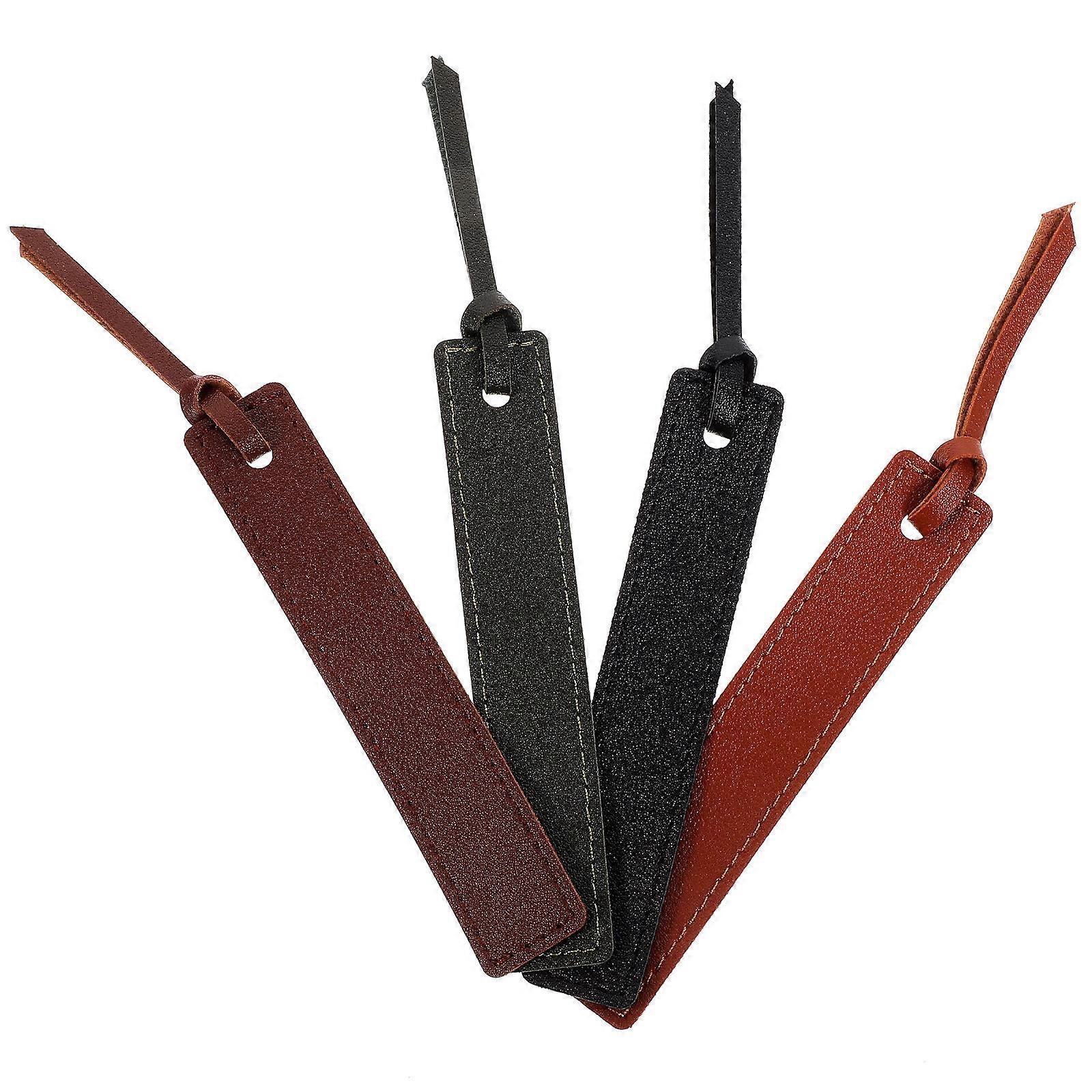 Reading Accessories Book Mark Page Saver Rectangular Strip Pu Leather For Students Teachers 4Pcs