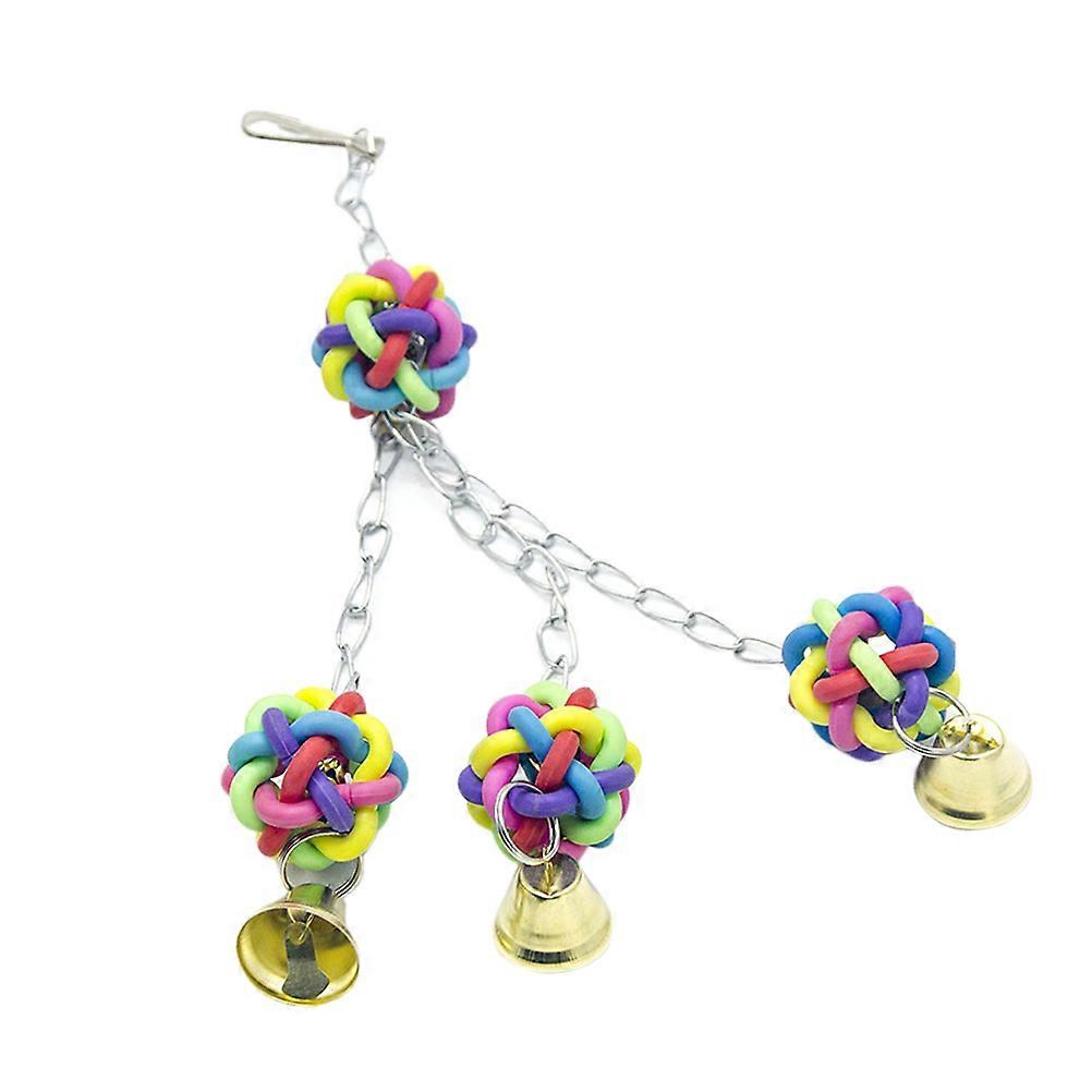 Hanging Bird Bite Ball Toy Parrot Bell Cage Accessory Bright Colors Exercise 1Set