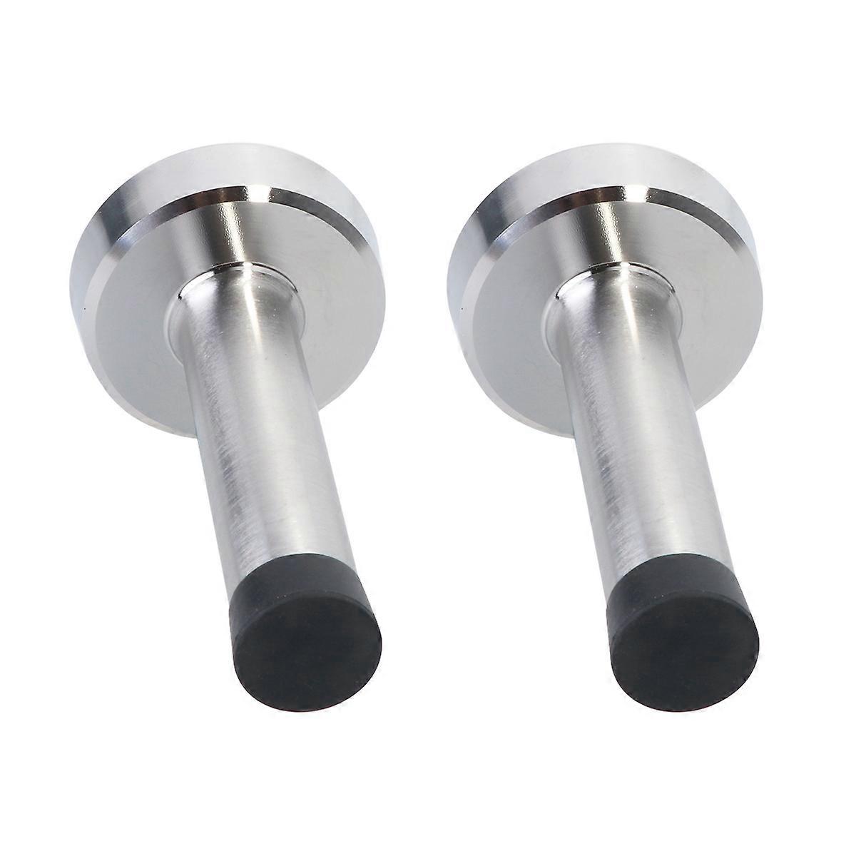 Stainless Steel Door Stopper with Rubber Bumper Wall Mount Sound Dampening Noise Reduction Adhesive Installation 2pcs Set