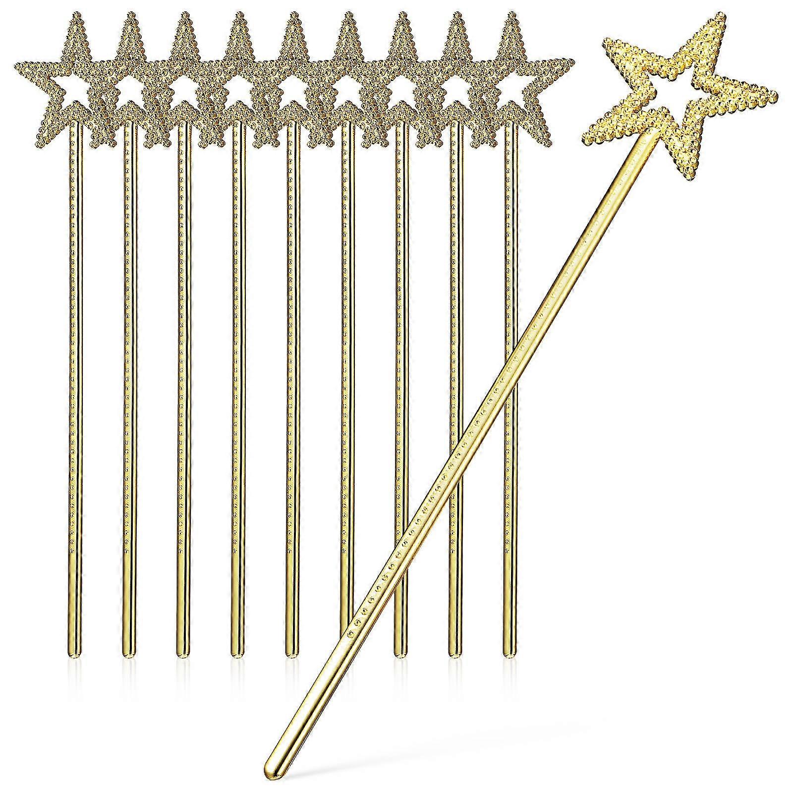 a refined and engaging product description based on your input:
**10pcs Pentagram Fairy Wands with Rhinestones – Elegant Dress Up Wand for
