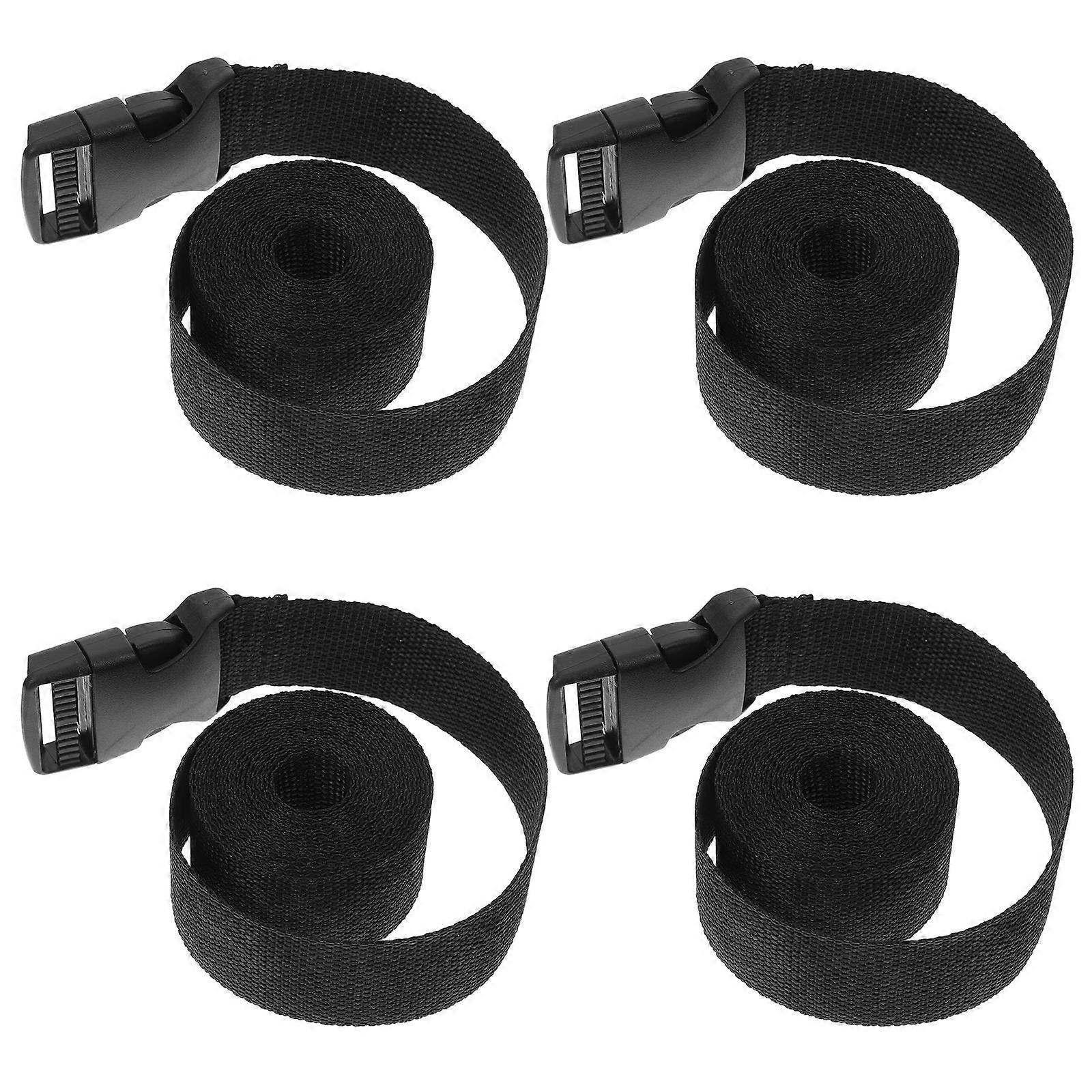 Luggage Packing Utility Straps Adjustable Length Secure Fastening 4Pcs Black Polypropylene Buckle Design